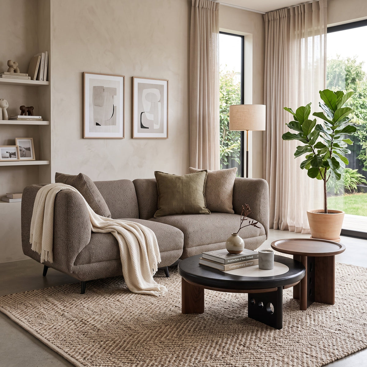 Novara Sectional 2-Seater Sofa, Brown
