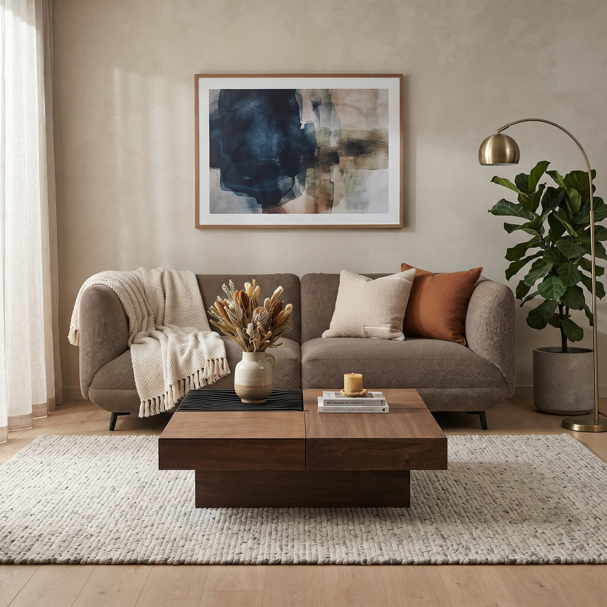 Novara Sectional 2-Seater Sofa, Brown