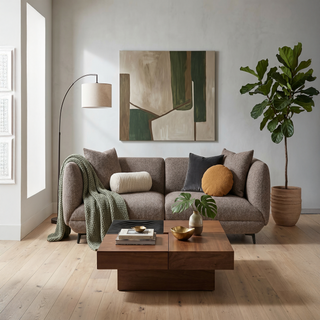 Novara brown fabric sectional sofa with cushioned backrest and modular seating | Proferlo