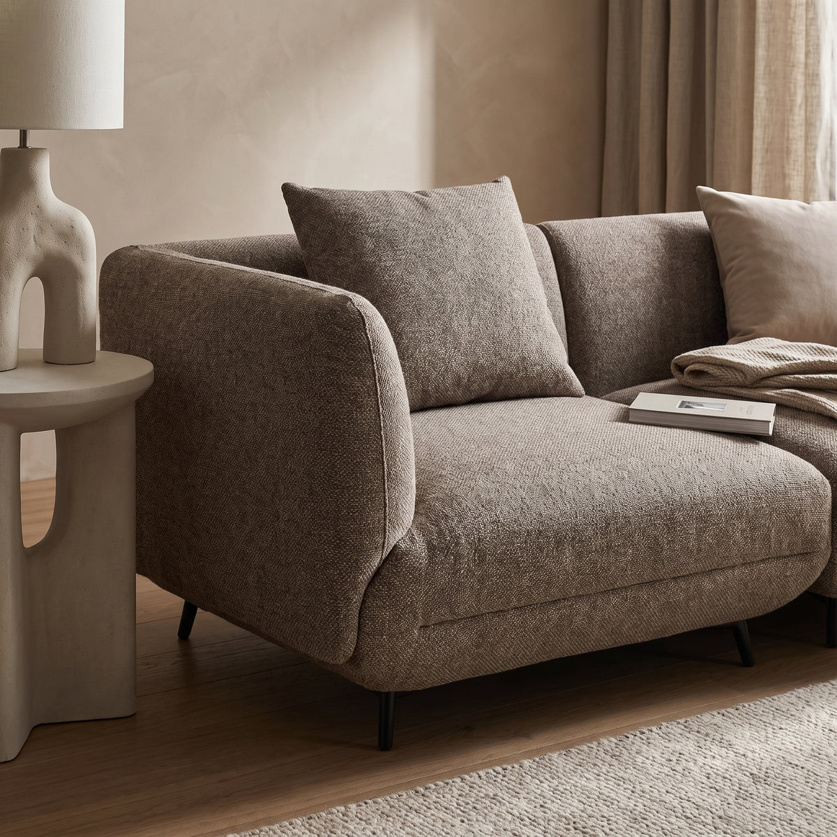 Novara Sectional Sofa, Brown, Corner Section