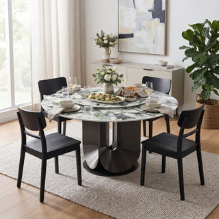 Orosei Round Dining Table, 1.35M, White & Green