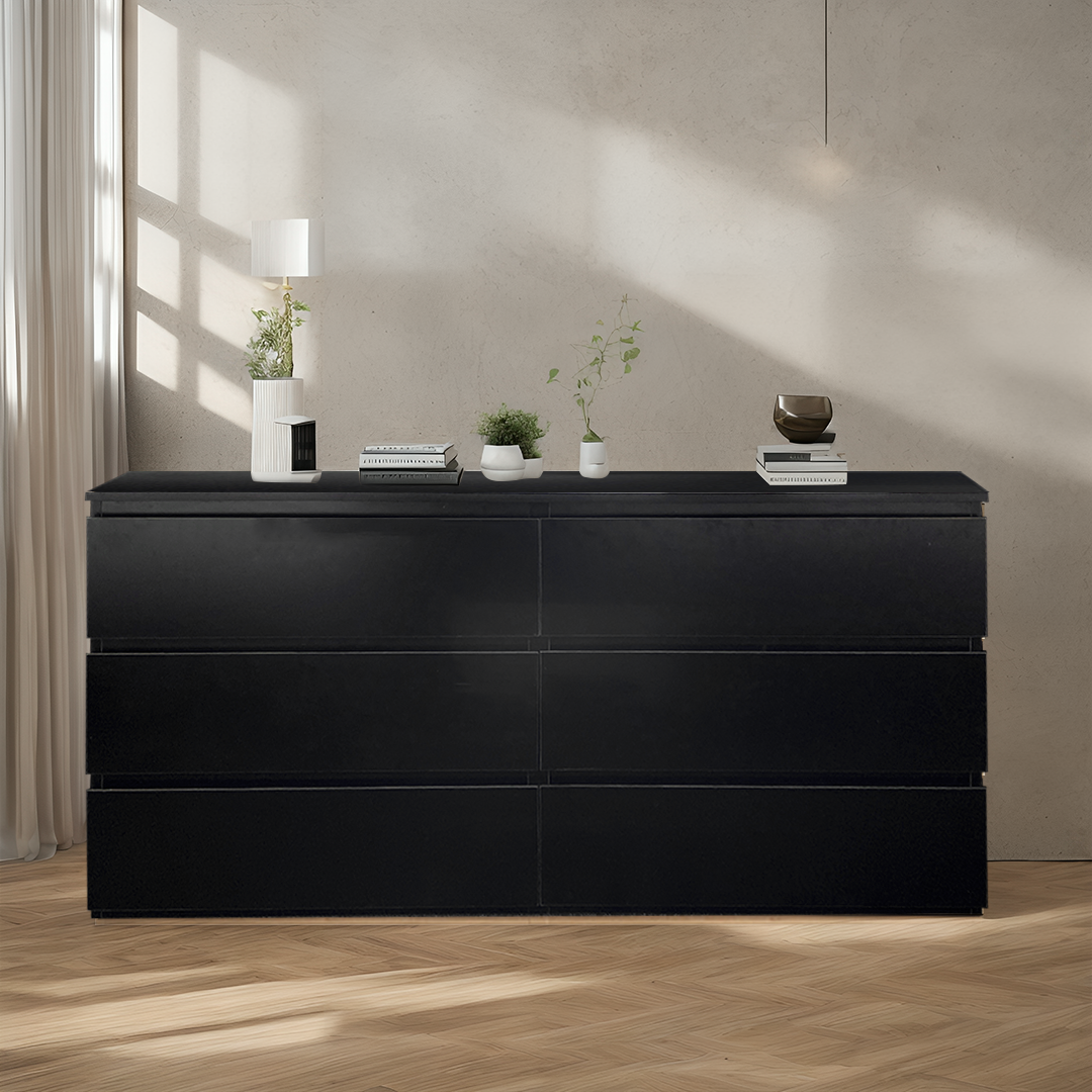 Siena 6 drawers Chest, Black - Sunlite Living