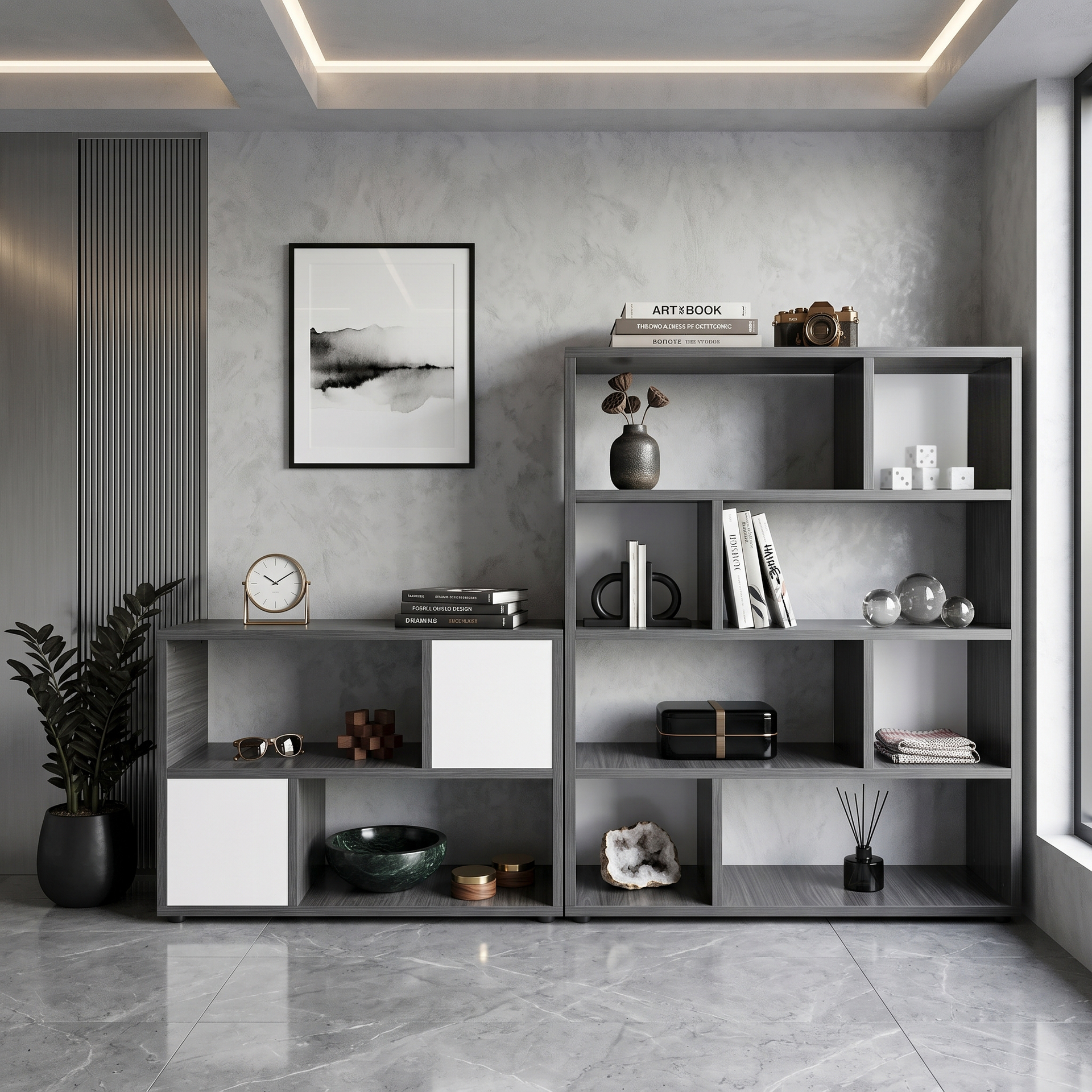 Parete 2-Tier Shelving, Slate Grey & White