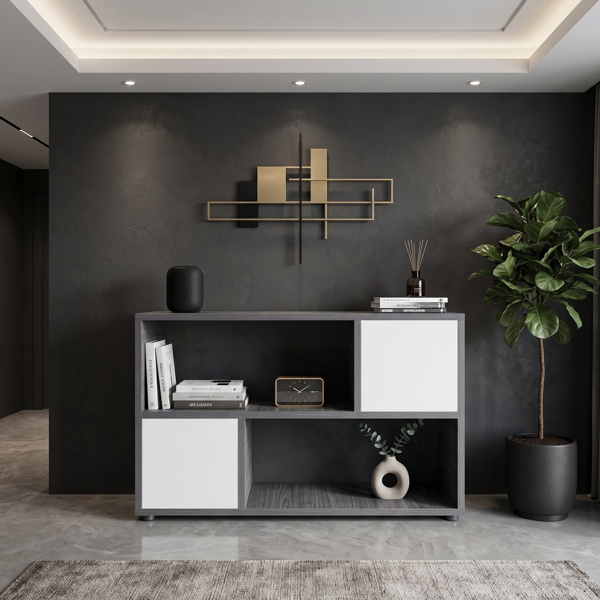 Parete 2-Tier Shelving, Slate Grey & White