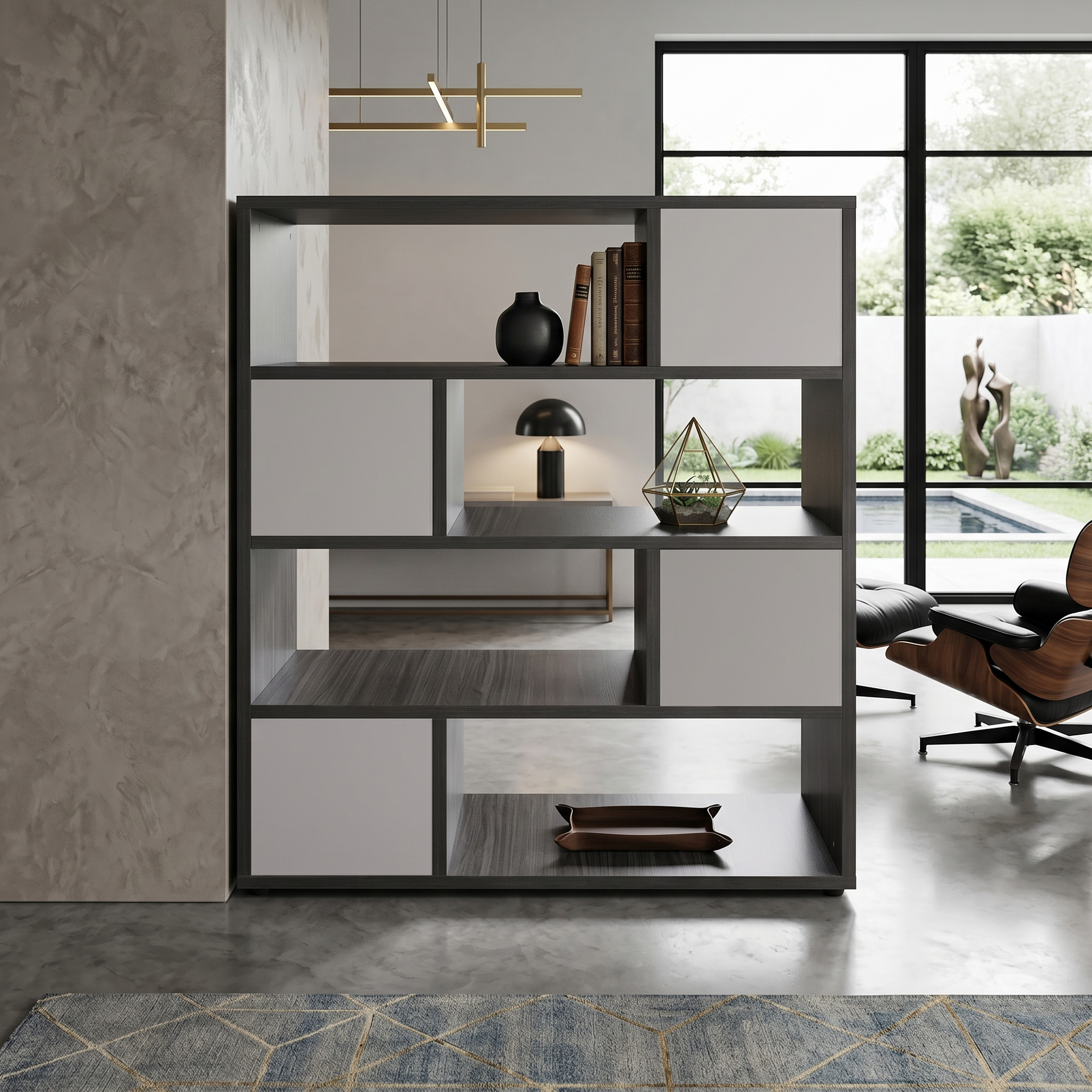 Parete 4-Tier Shelving, Slate Grey & White