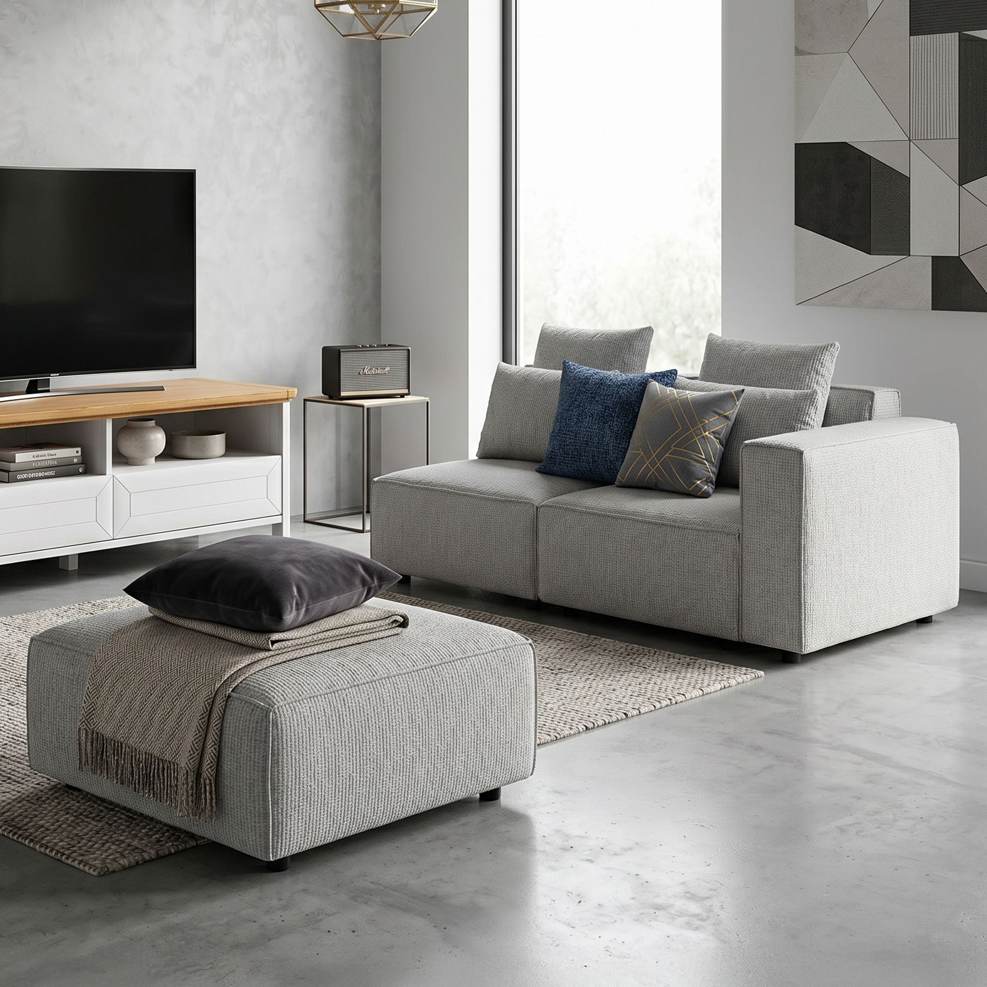 Pienza Chaise Lounge Sofa, Grey