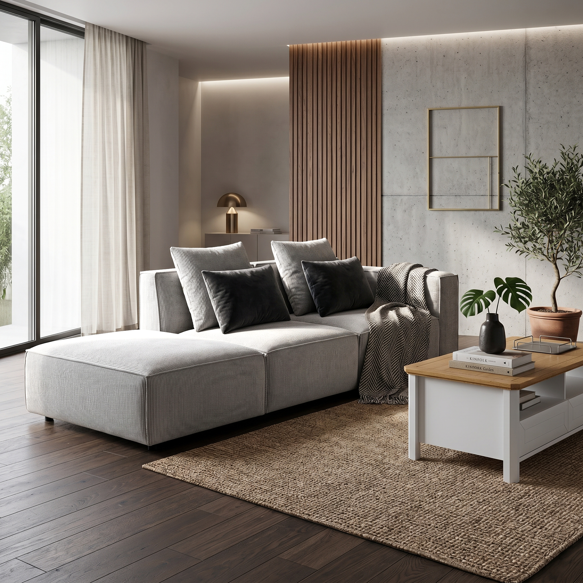 Pienza Chaise Lounge Sofa, Grey