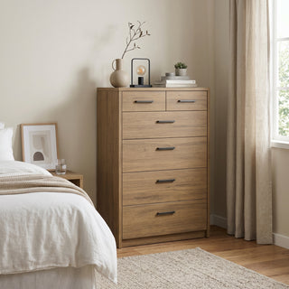 Platsa 2 Over 4 Drawer Tallboy, Grey Oak