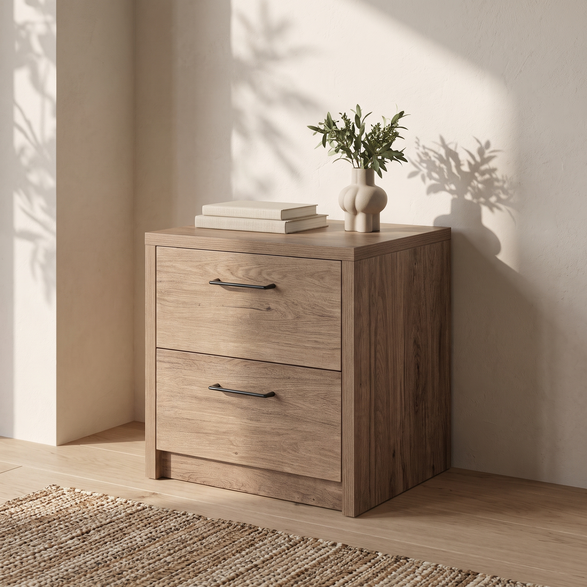 Platsa Bedside Table, Grey Oak