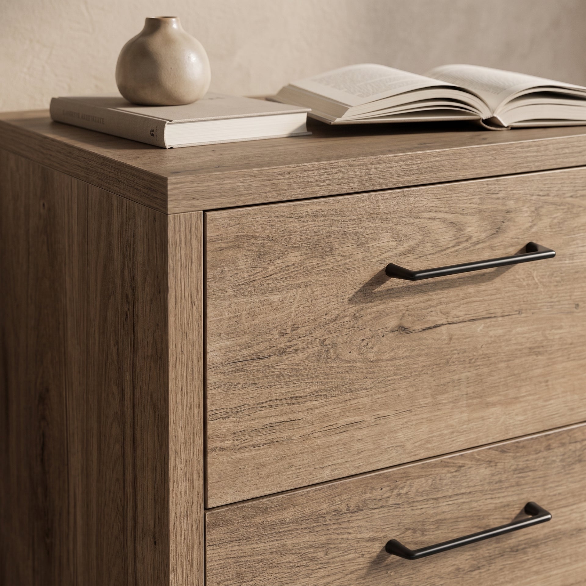 Platsa Bedside Table, Grey Oak