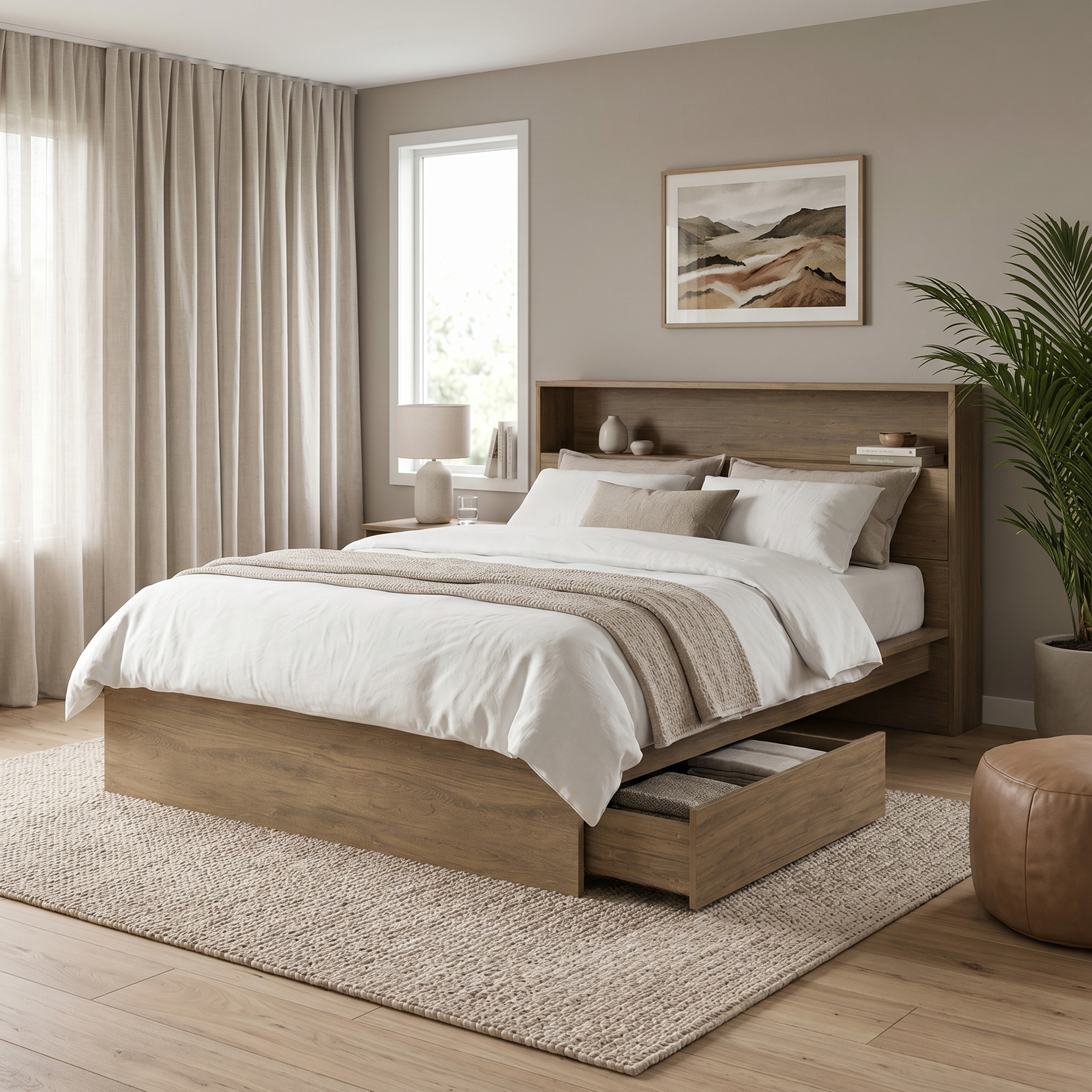 Platsa Storage Bedframe With 2 underneath drawer, Double