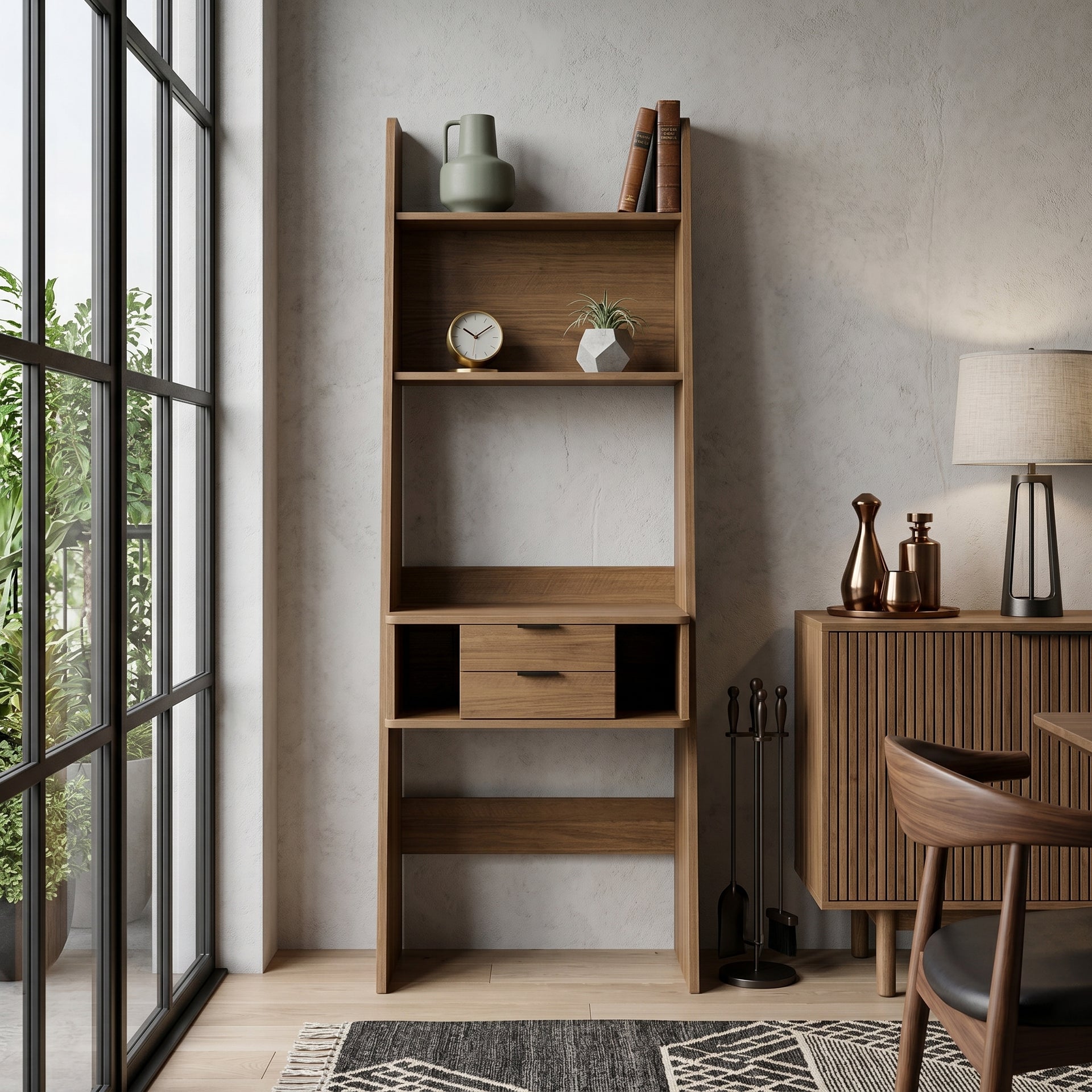 Polia 2 Drawer Office Desk with Shelf