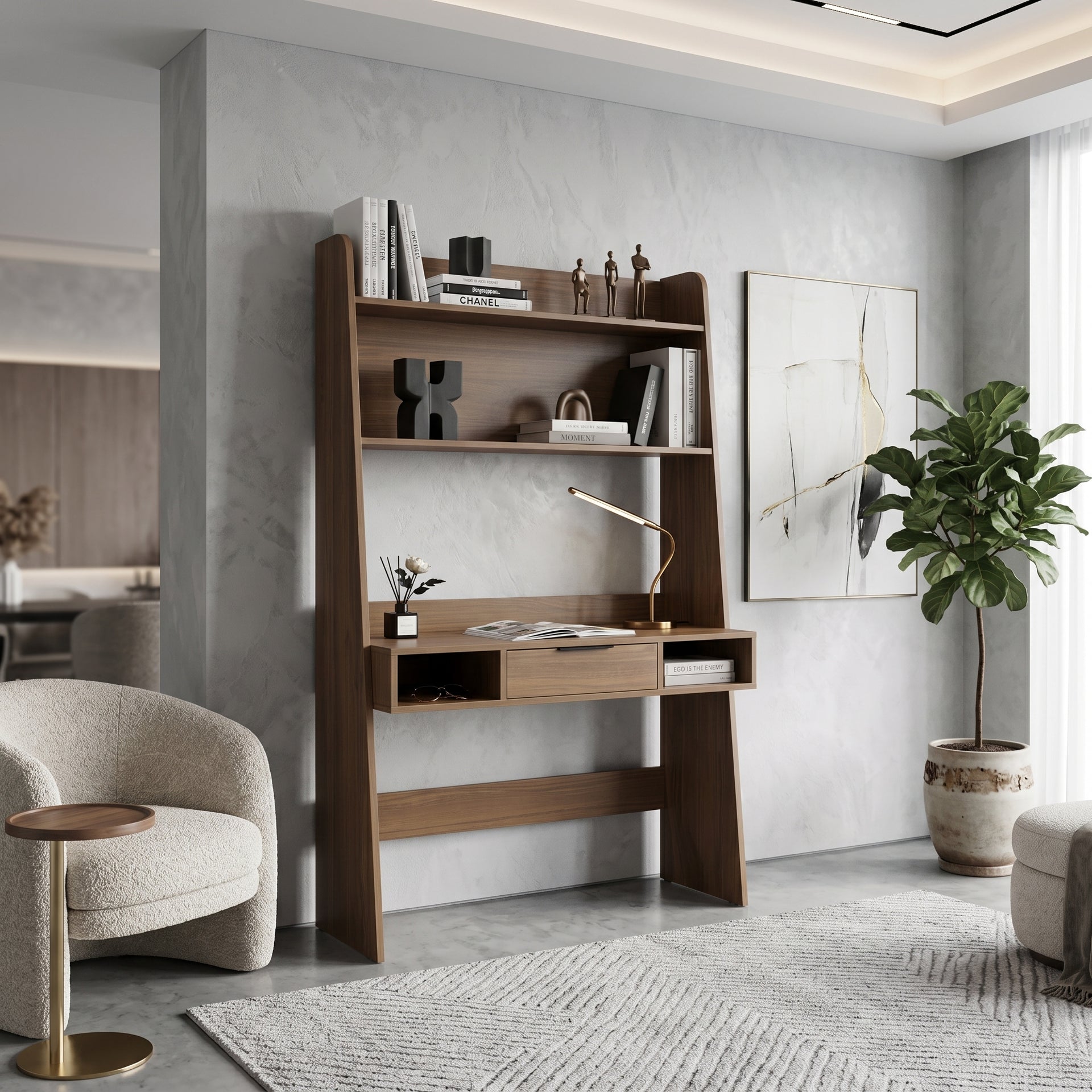 Polia Office Desk with Shelf