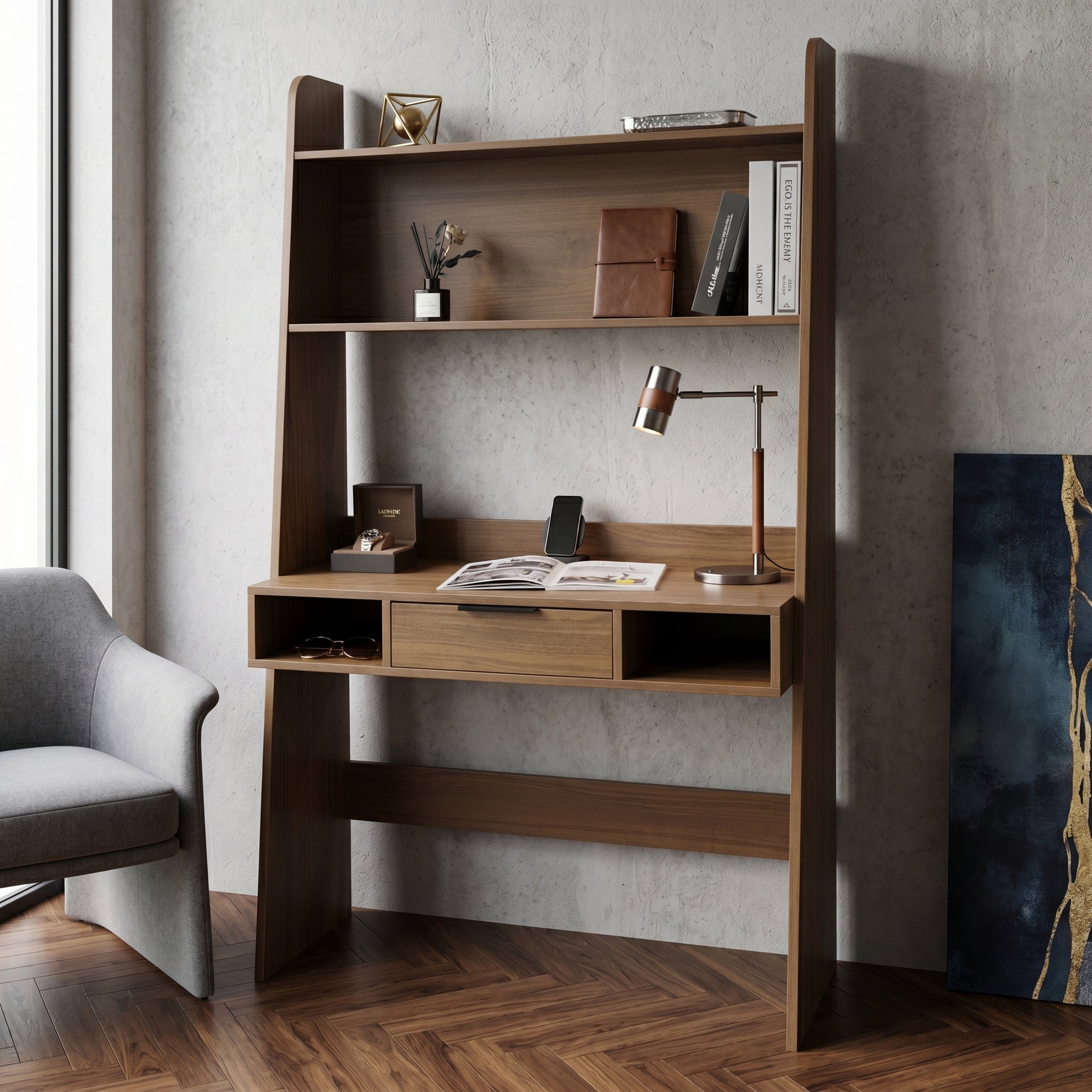 Polia Office Desk with Shelf