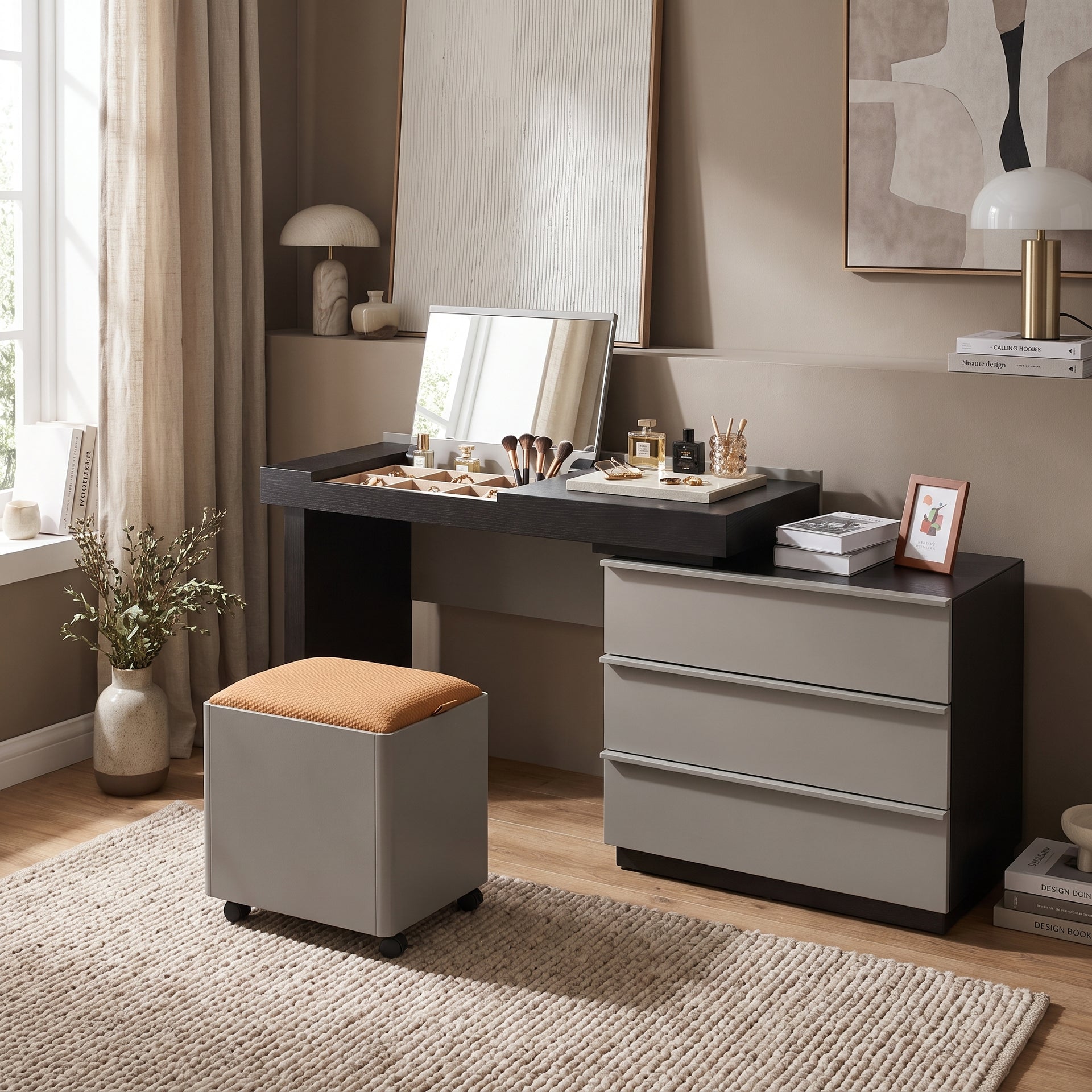 Rome Dressing Table Set, Black & Grey
