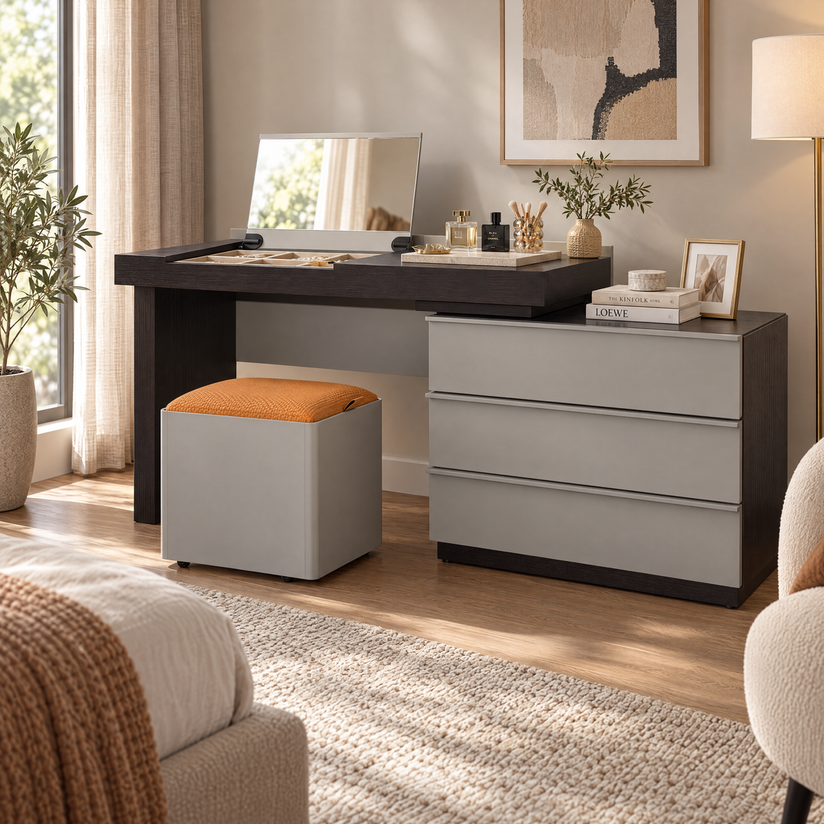 Rome Dressing Table Set, Black & Grey