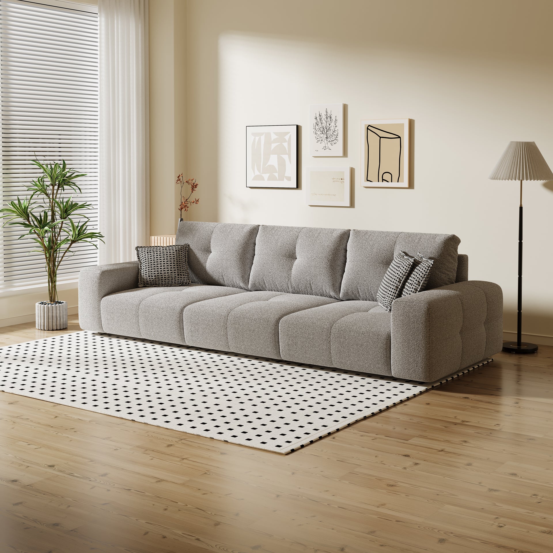 Castel 3 Seater Adjustable Sofa, Grey & Brown