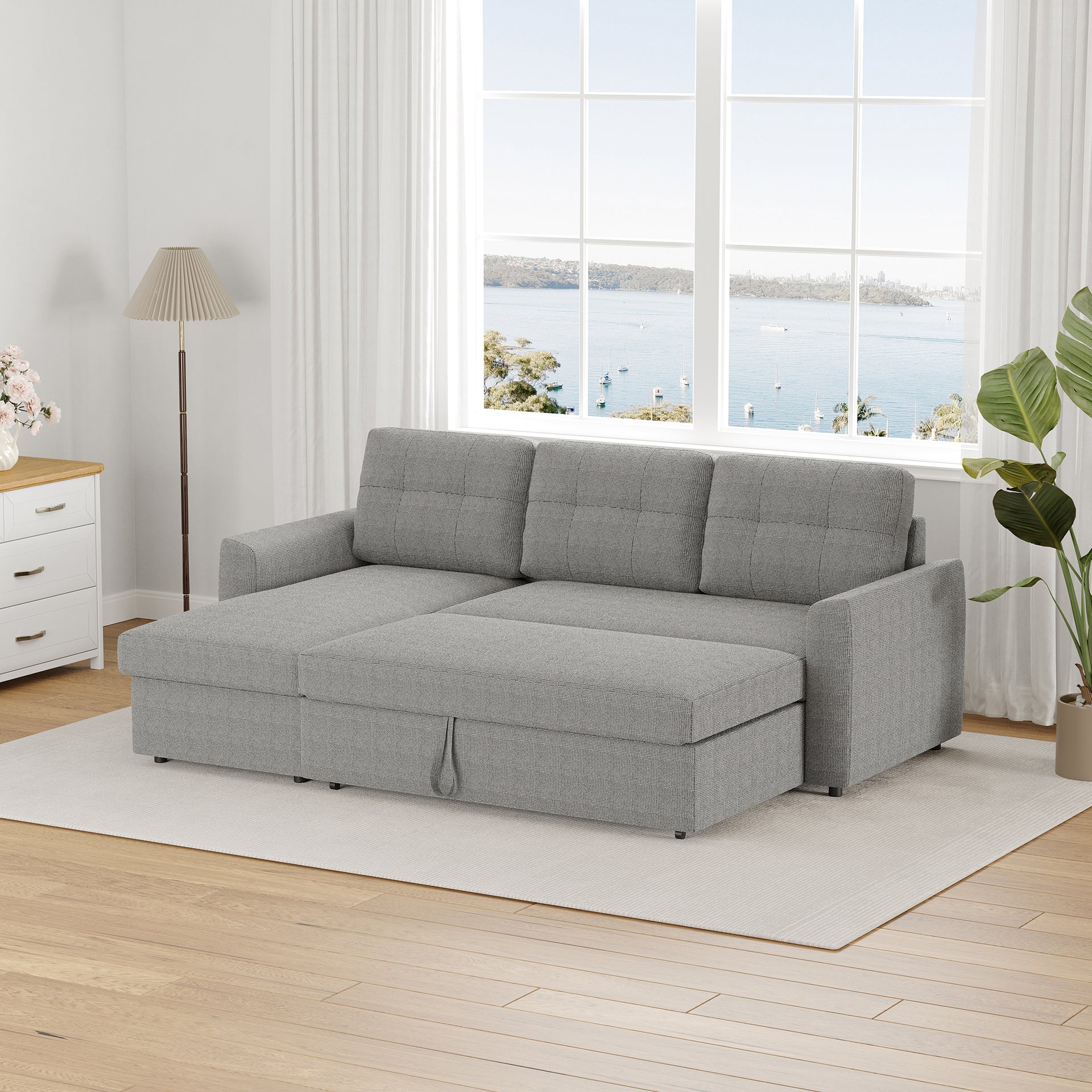 Nola 3 Seater Sofa bed with Storage, Dark Grey