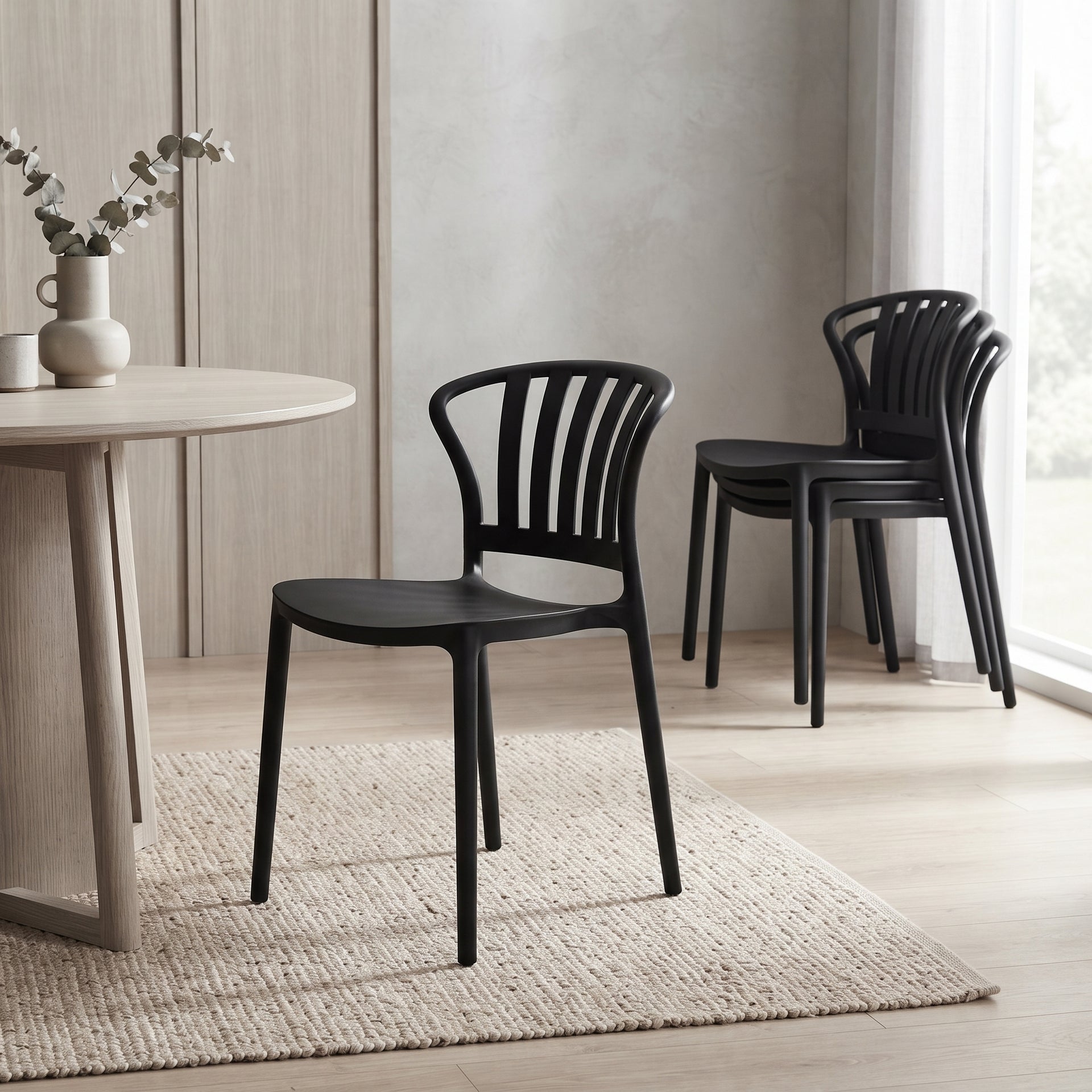 Sacile Stackable Dining Chair, Black, Set of 4