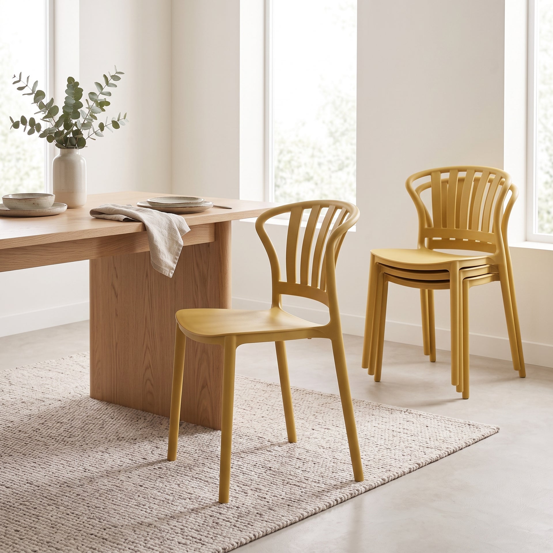 Sacile Stackable Dining Chair, Yellow, Set of 4