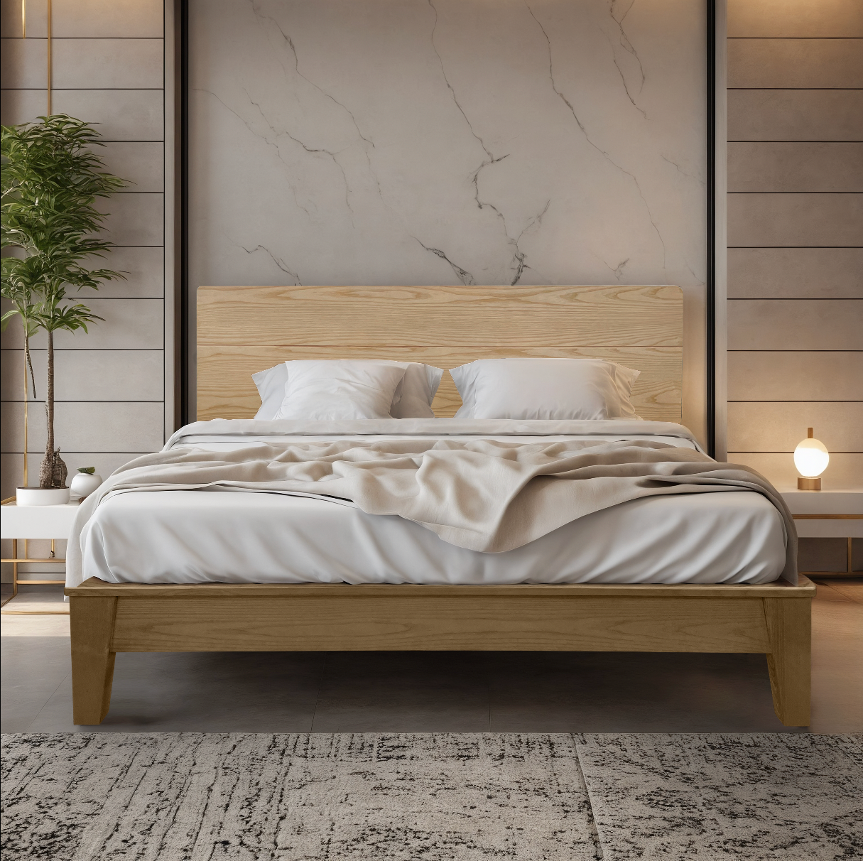 Arezzo Solidwood Bedframe, King, Wood