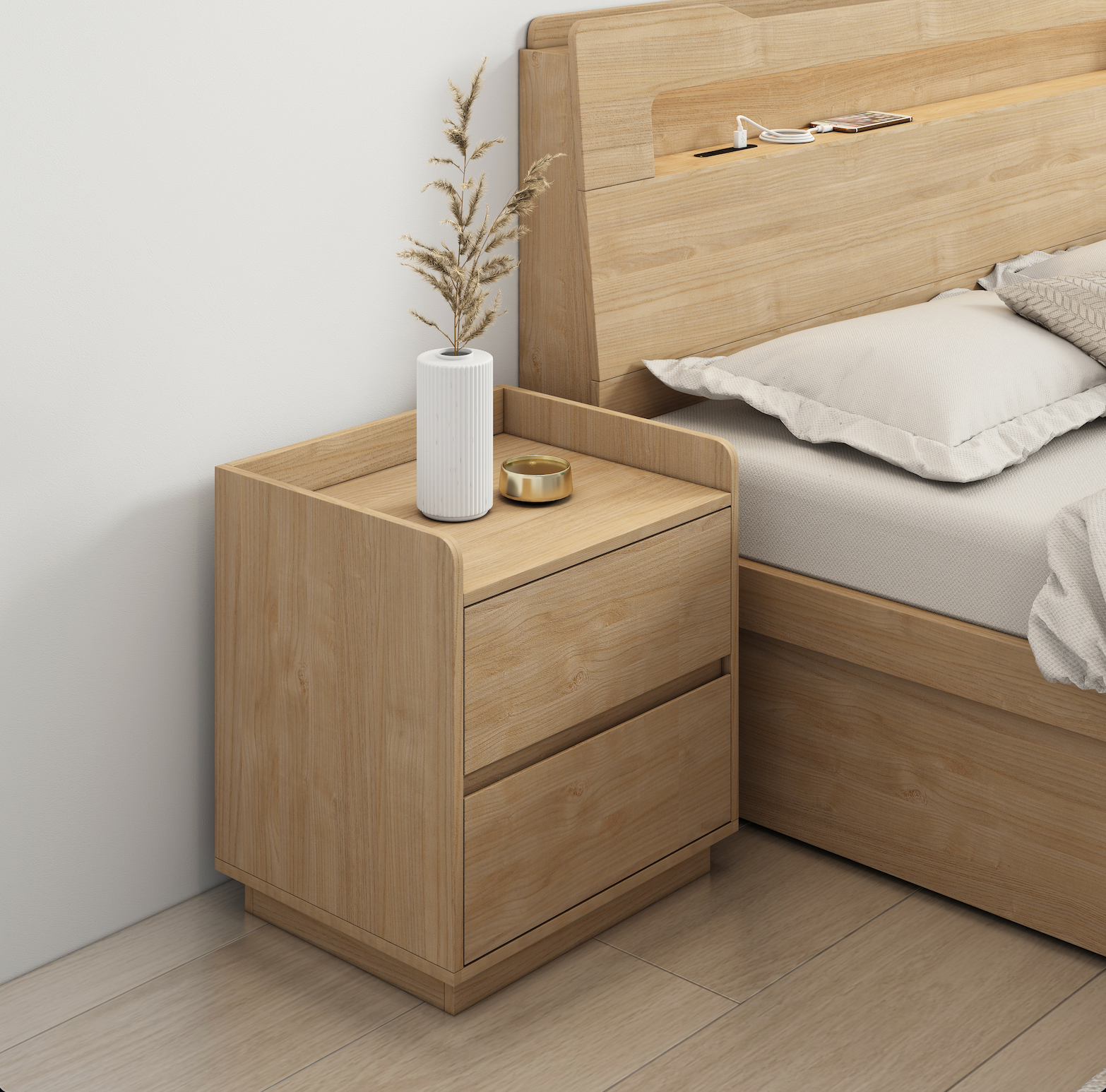 Marche Bedside Table, Wood