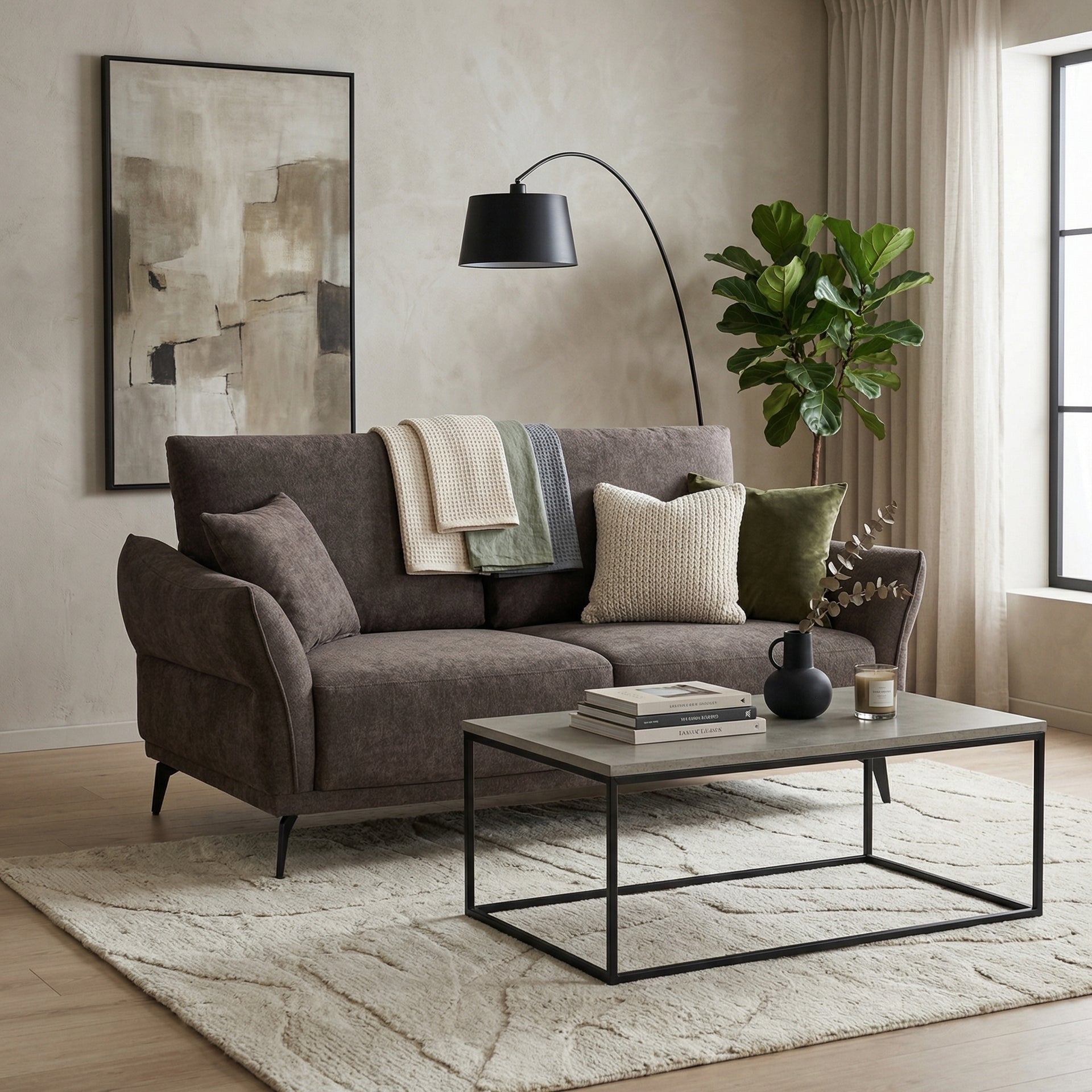 Sora 2-Seater Sofa, Dark brown