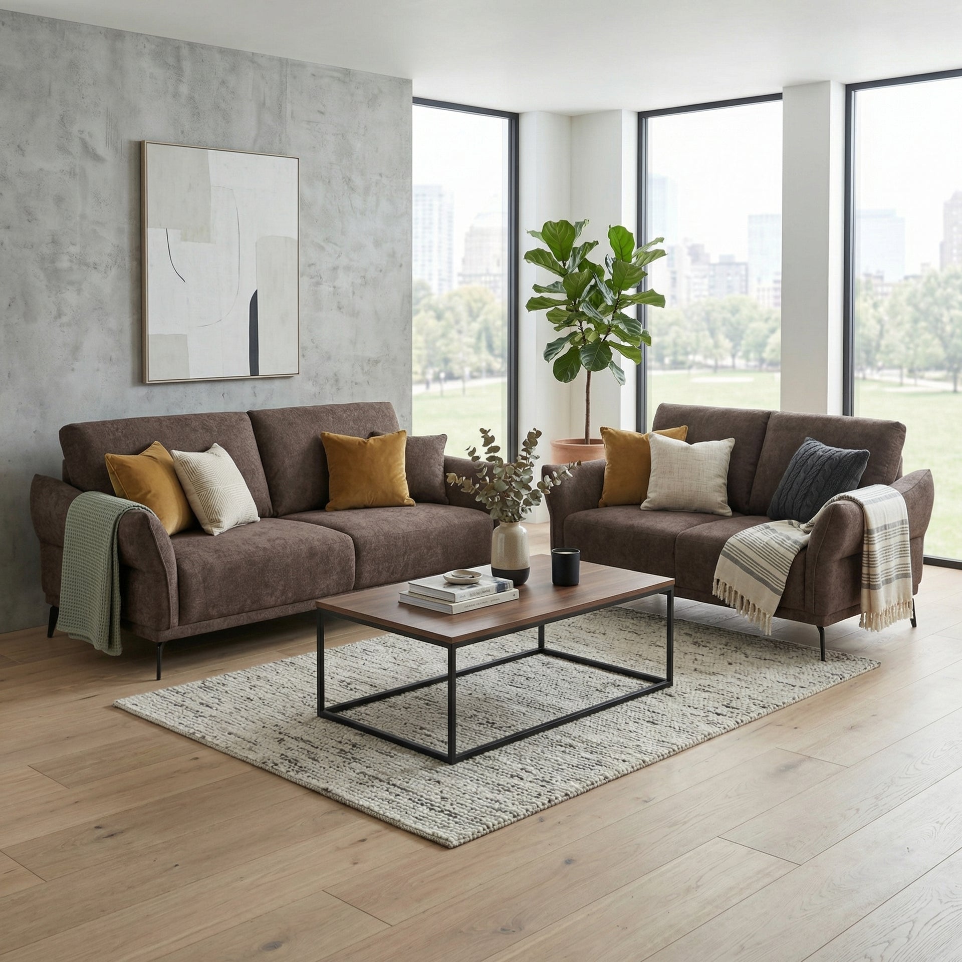 Sora 3-Seater Sofa, Dark brown