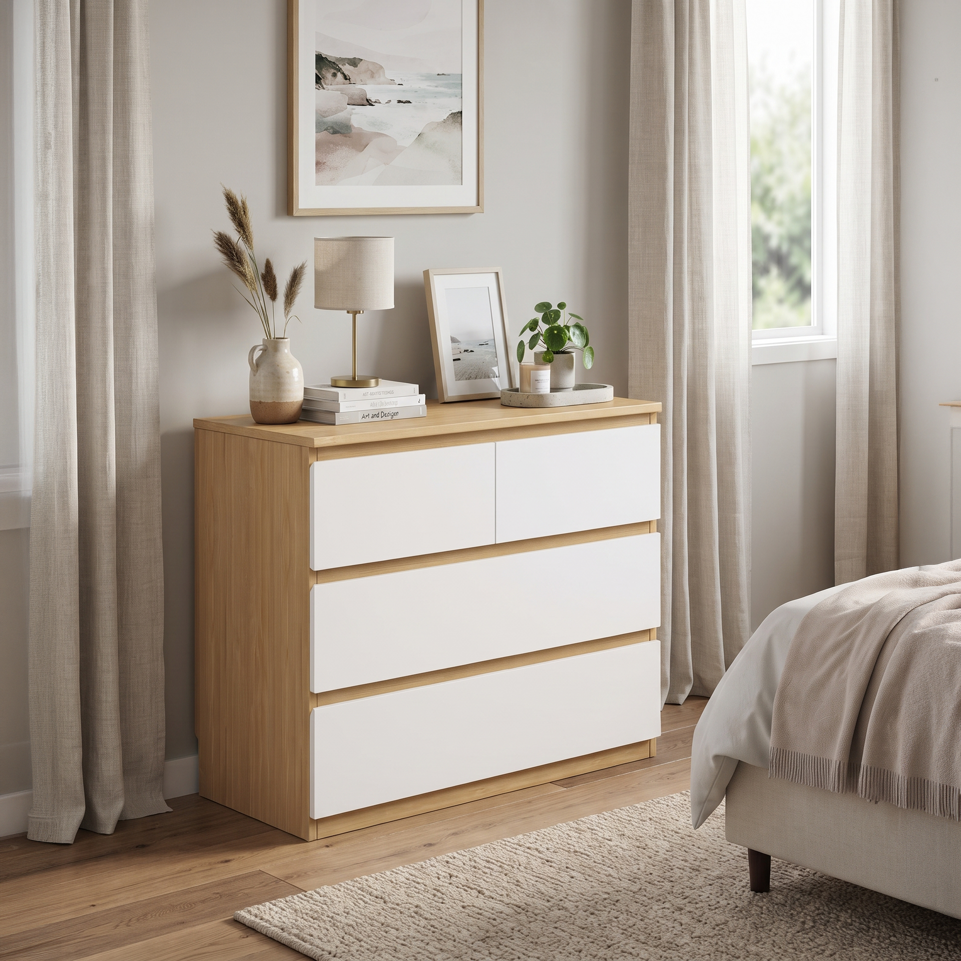 Sotta 2 over 2 Lowboy, Oak and white