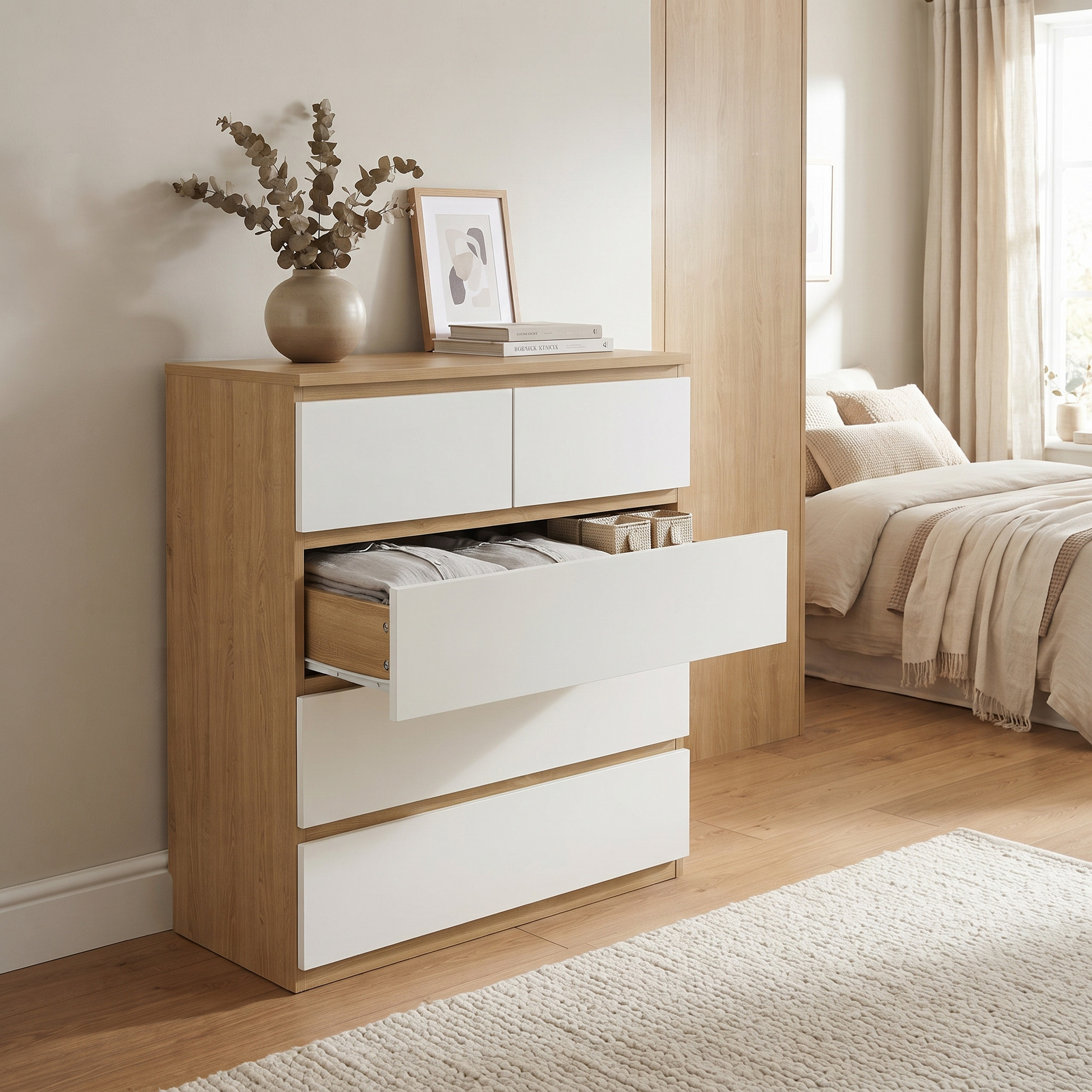 Sotta 2 over 3 Tallboy, Oak & White
