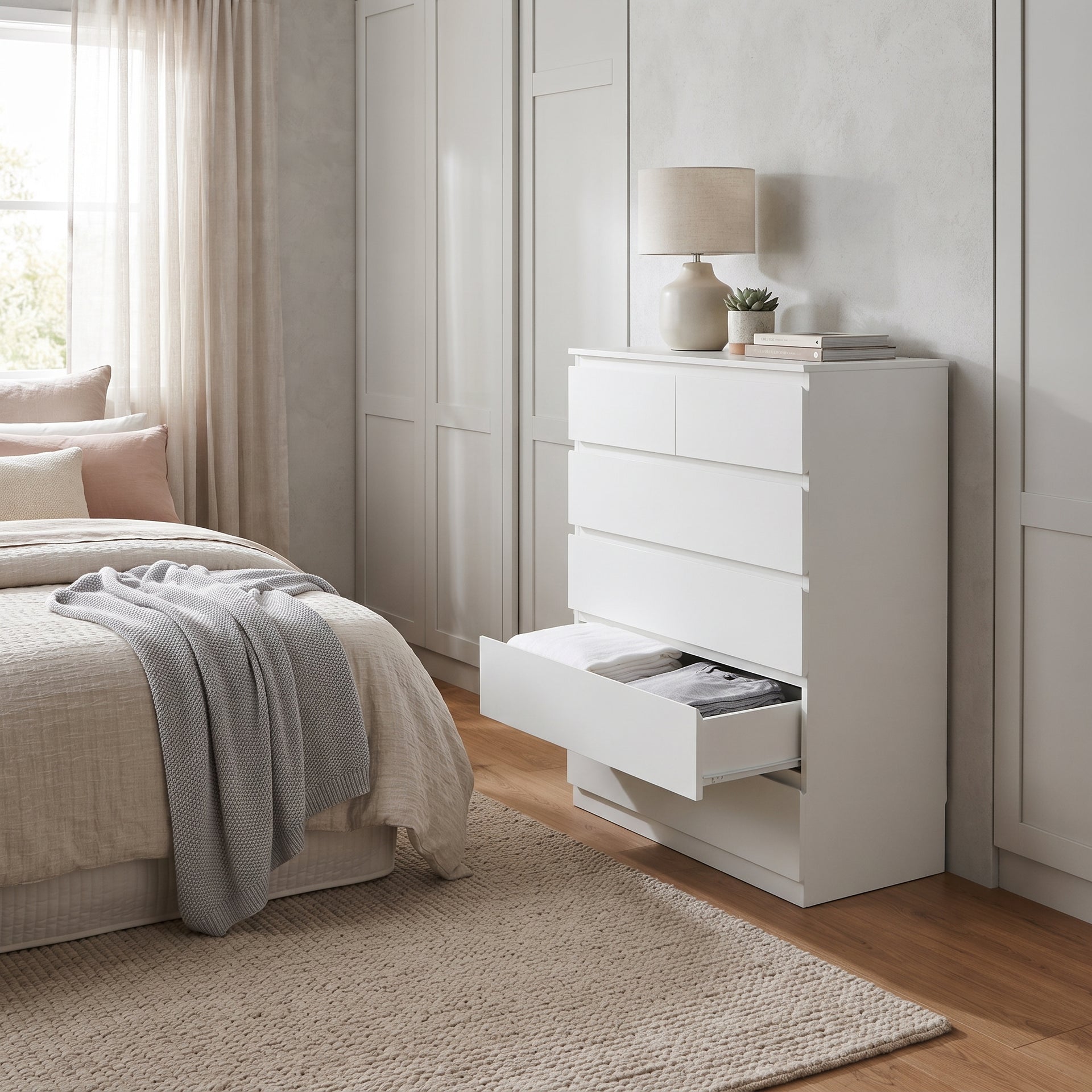 Sotta 2 over 4 Drawer Tallboy, White