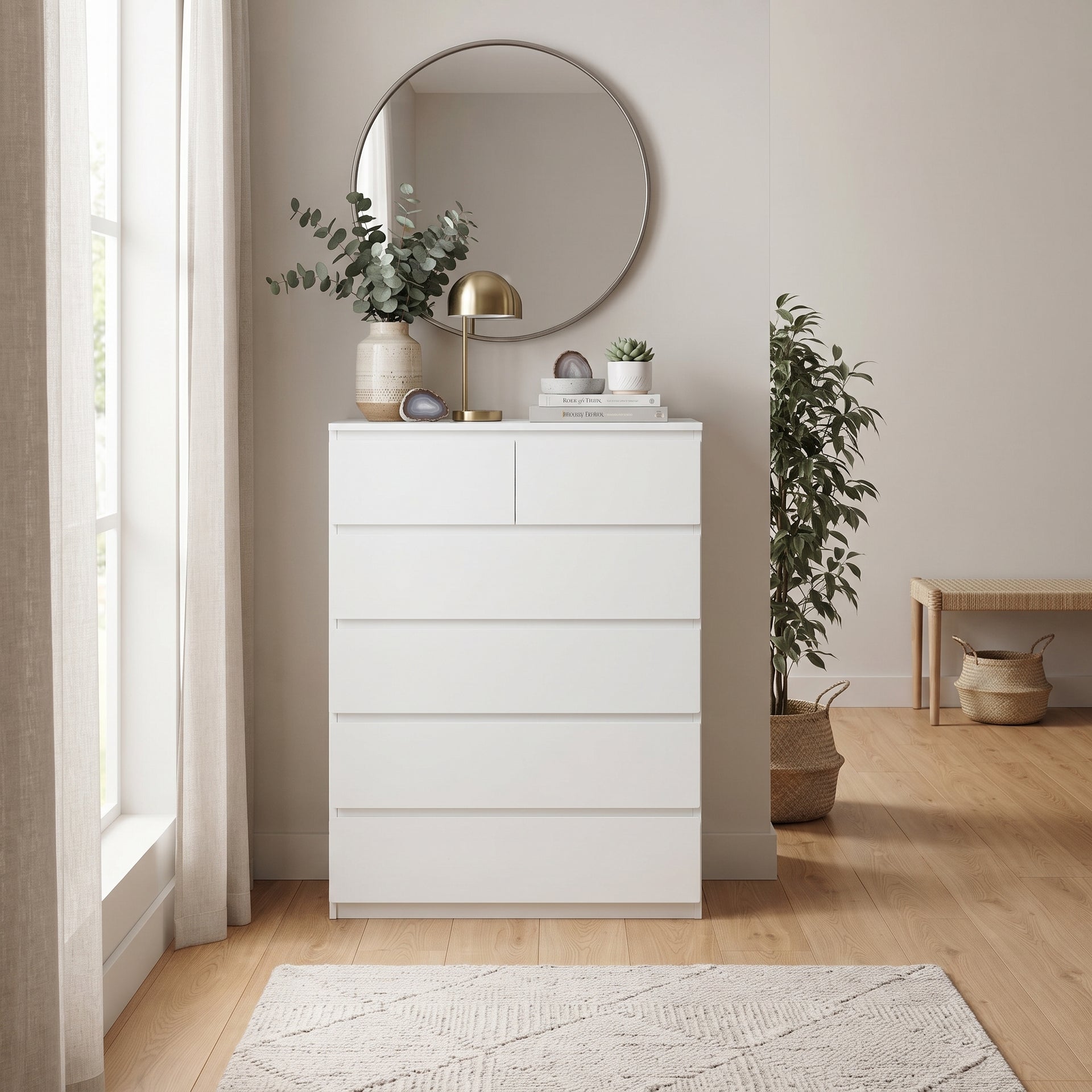 Sotta 2 over 4 Drawer Tallboy, White