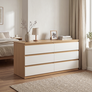 Sotta 6 Drawers Chest, Oak & White