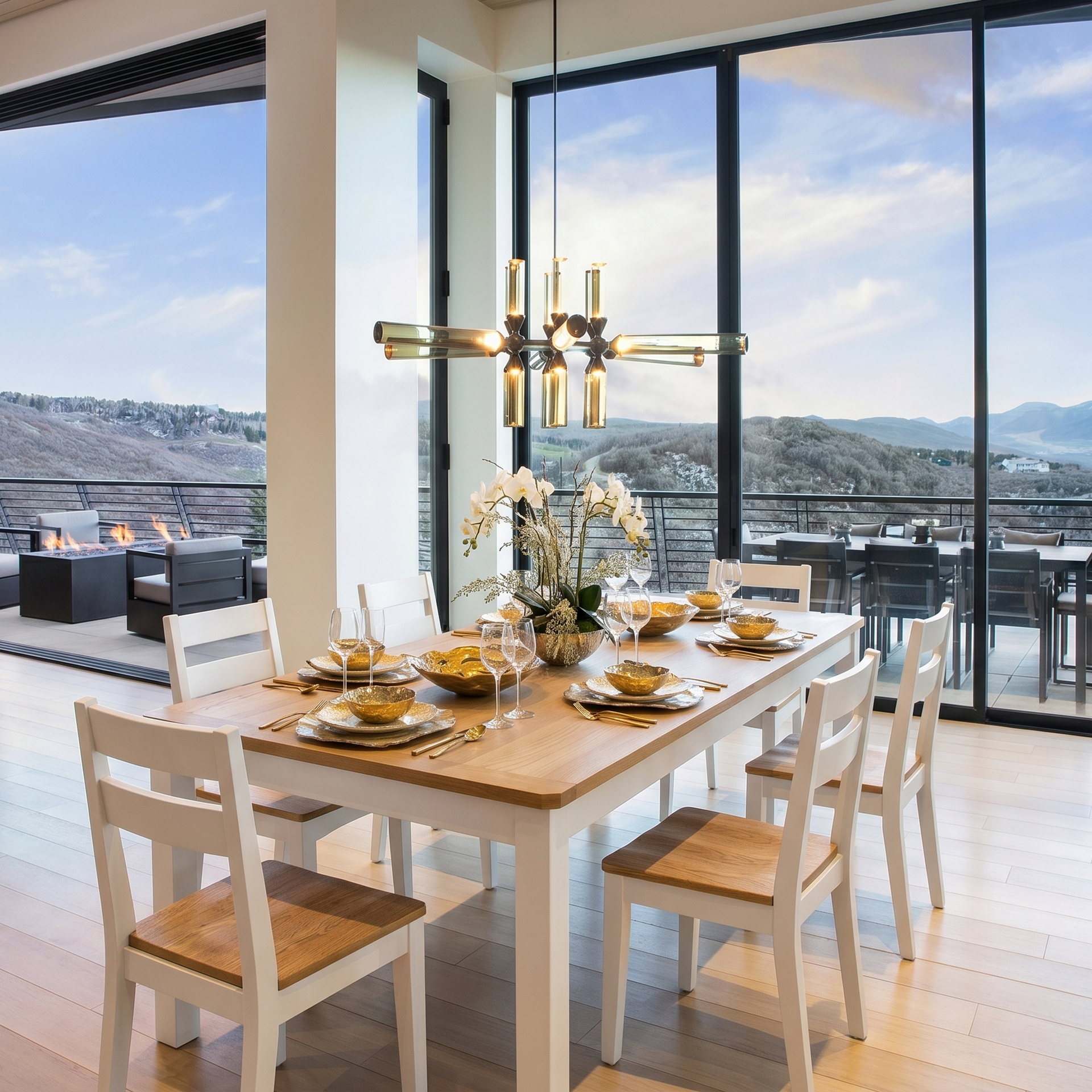 Stoven Dining Table, 2.0M, White & Wood