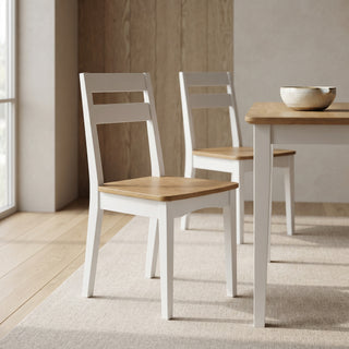 Stoven Dining Chair, White & Wood, Set of 2