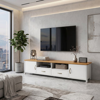 Stoven TV Stand, 2.4M, White & Wood