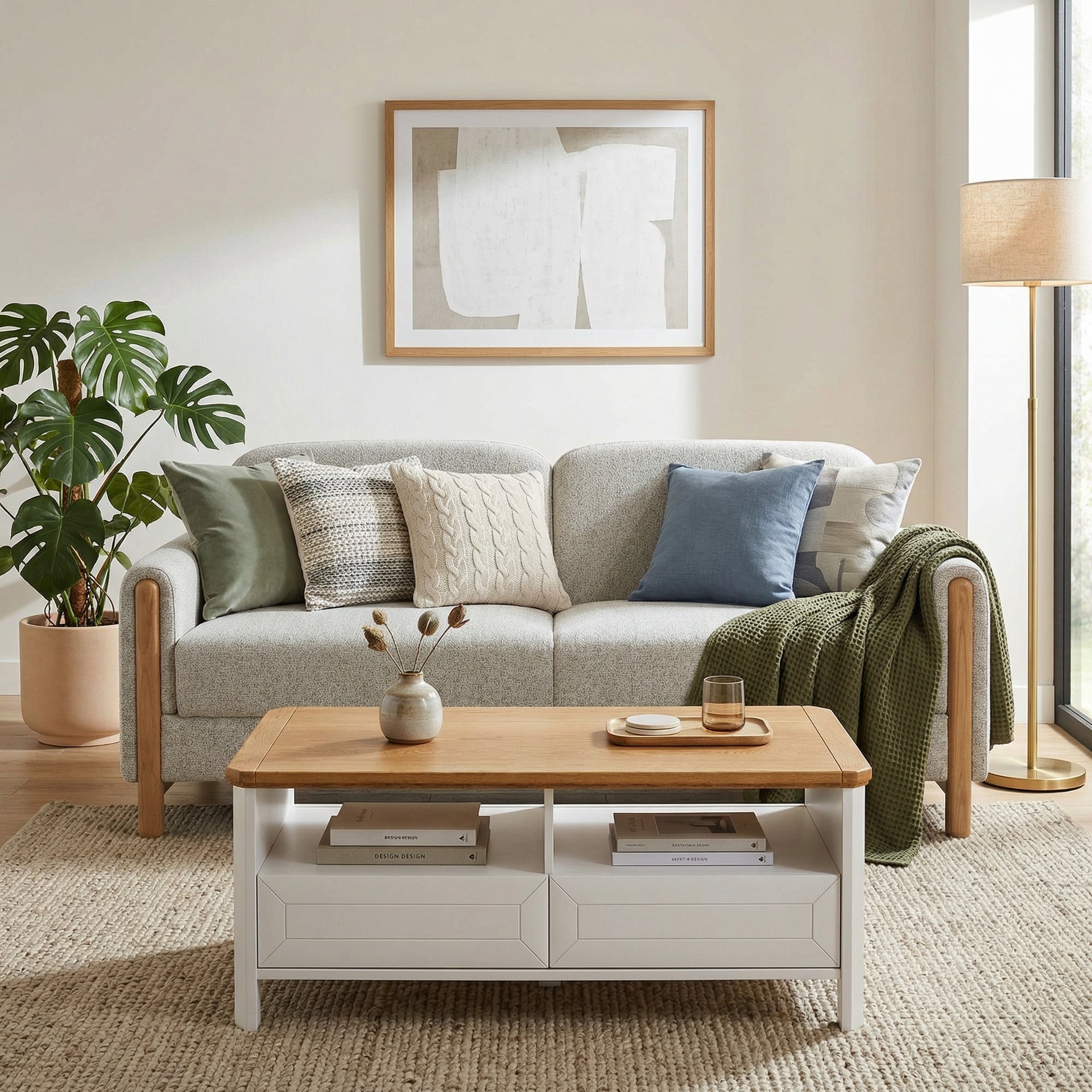 Stoven Three Seater Sofa, Beige