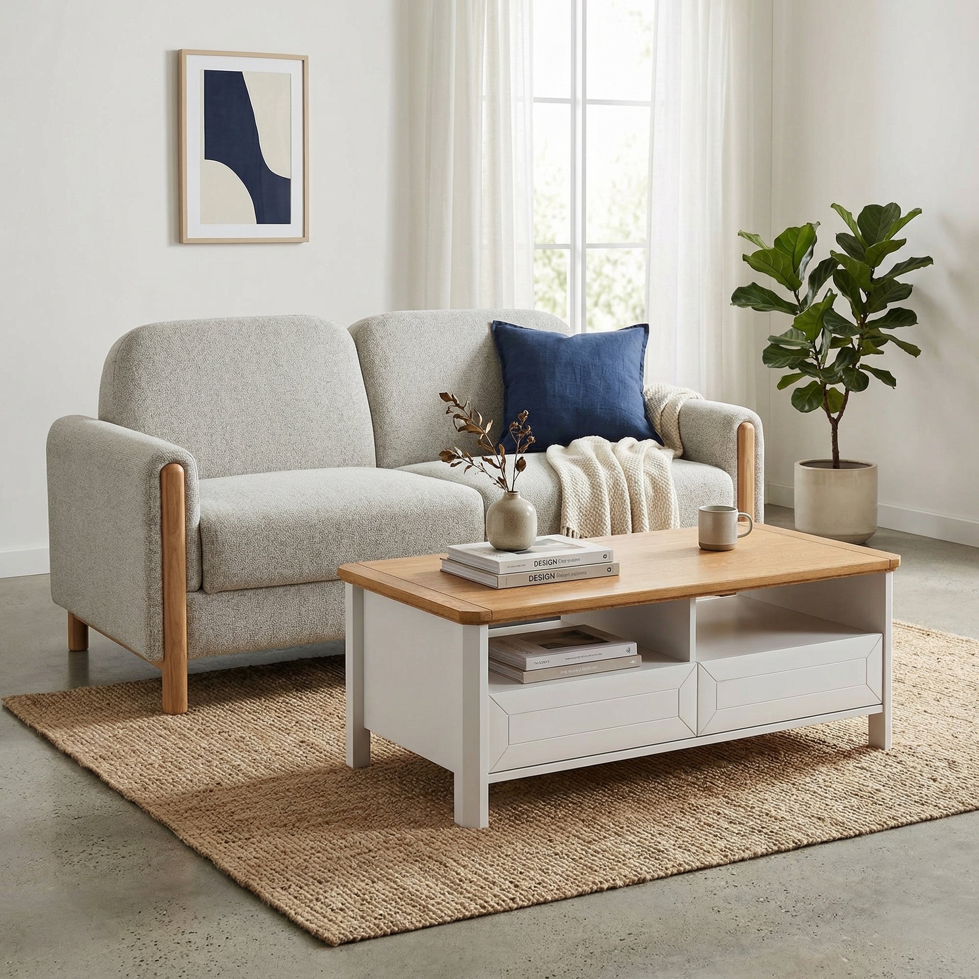 Stoven Two Seater Sofa, Beige