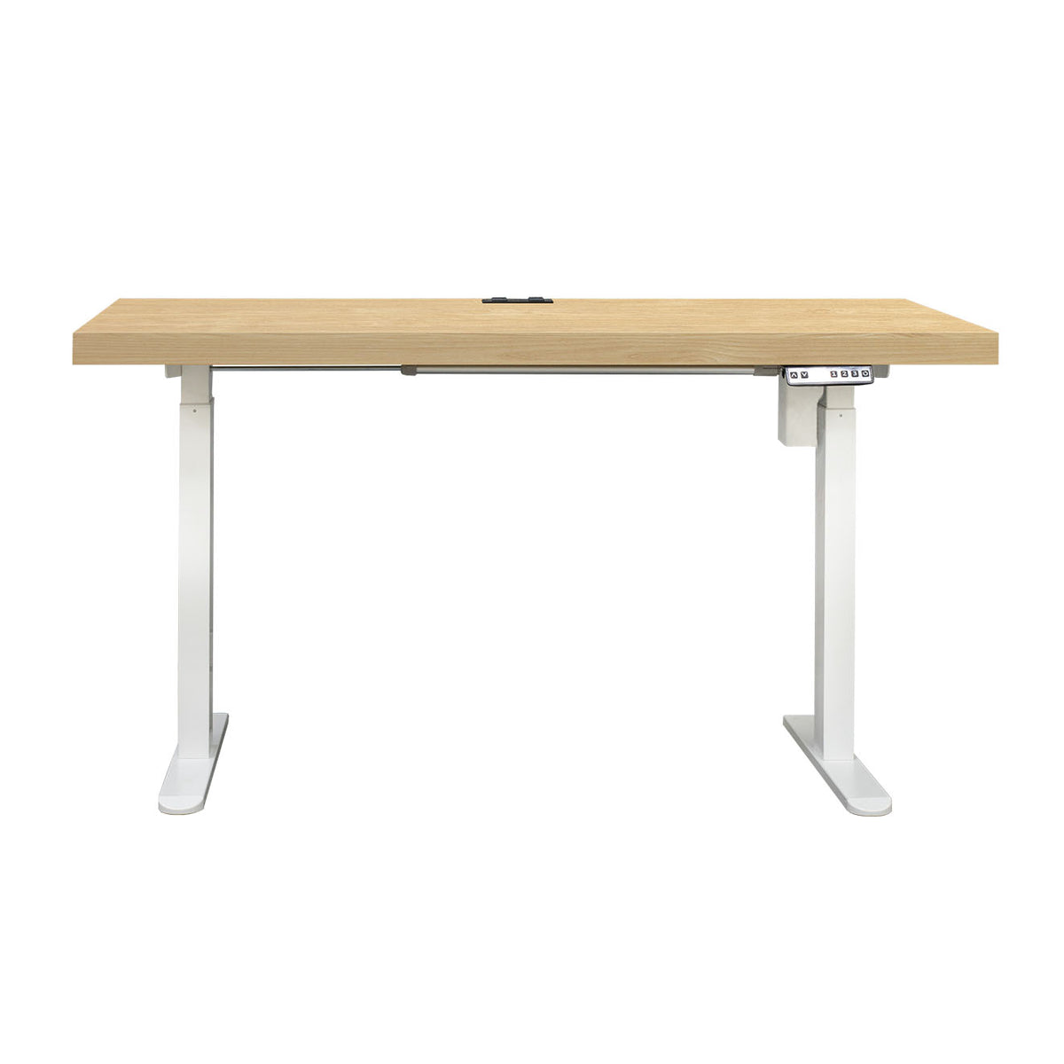 Asti Electric Standing Desk w Charger, 1.8M, Oak & White