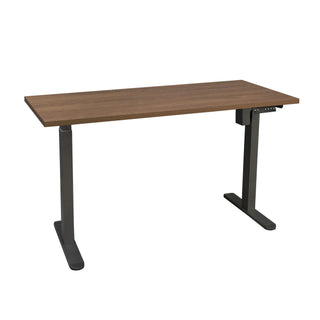 Edge electric standing desk with walnut desktop and black height adjustable steel frame | Proferlo