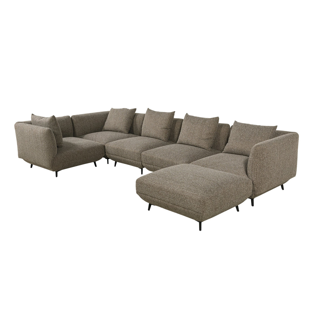 Novara Sectional 5-Seater Sofa, w Ottoman, Brown