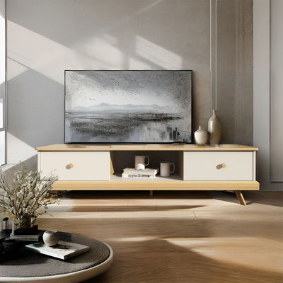 Tivoli 2-Drawer TV Stand, Oak & White