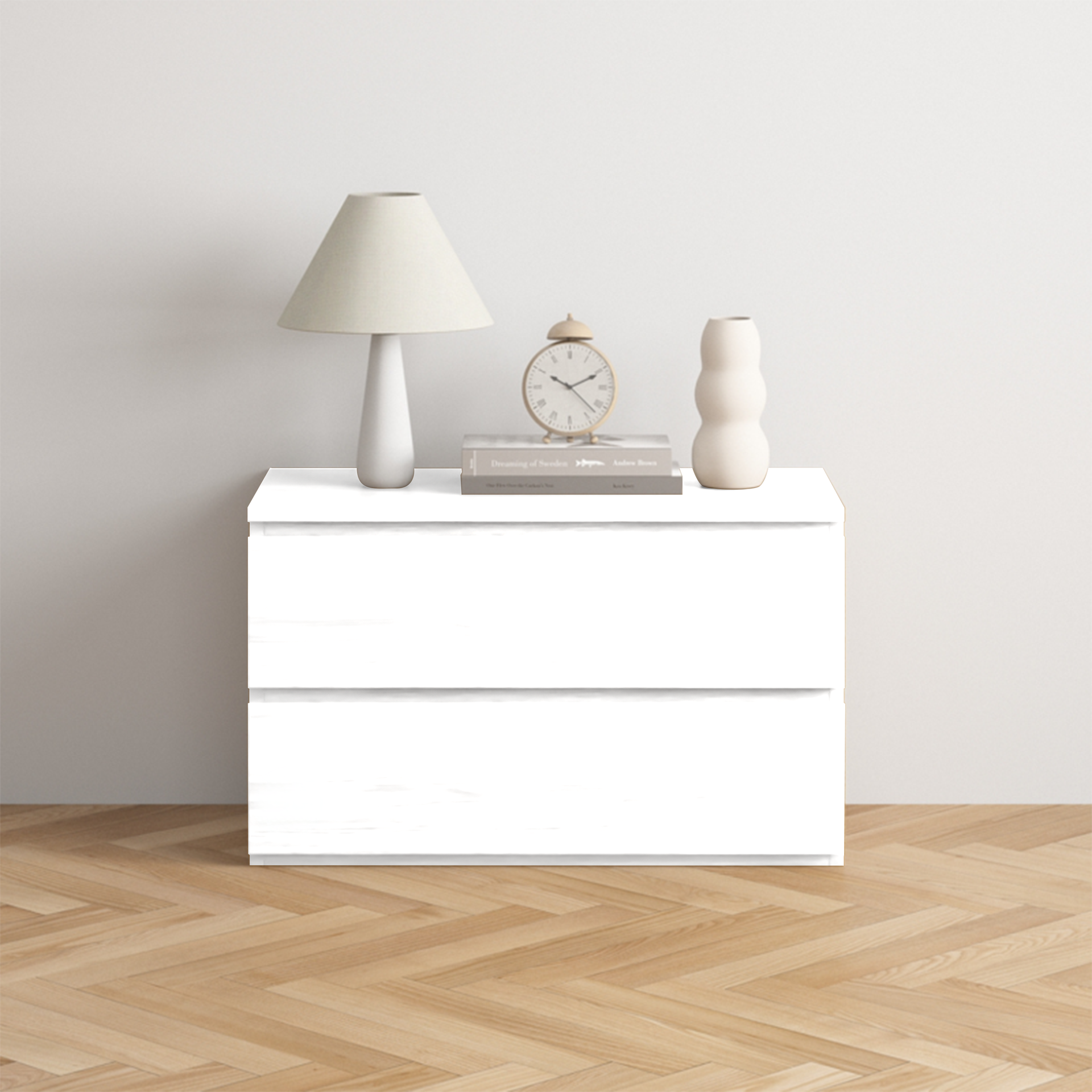 Enna 2-Drawer Side Table, White