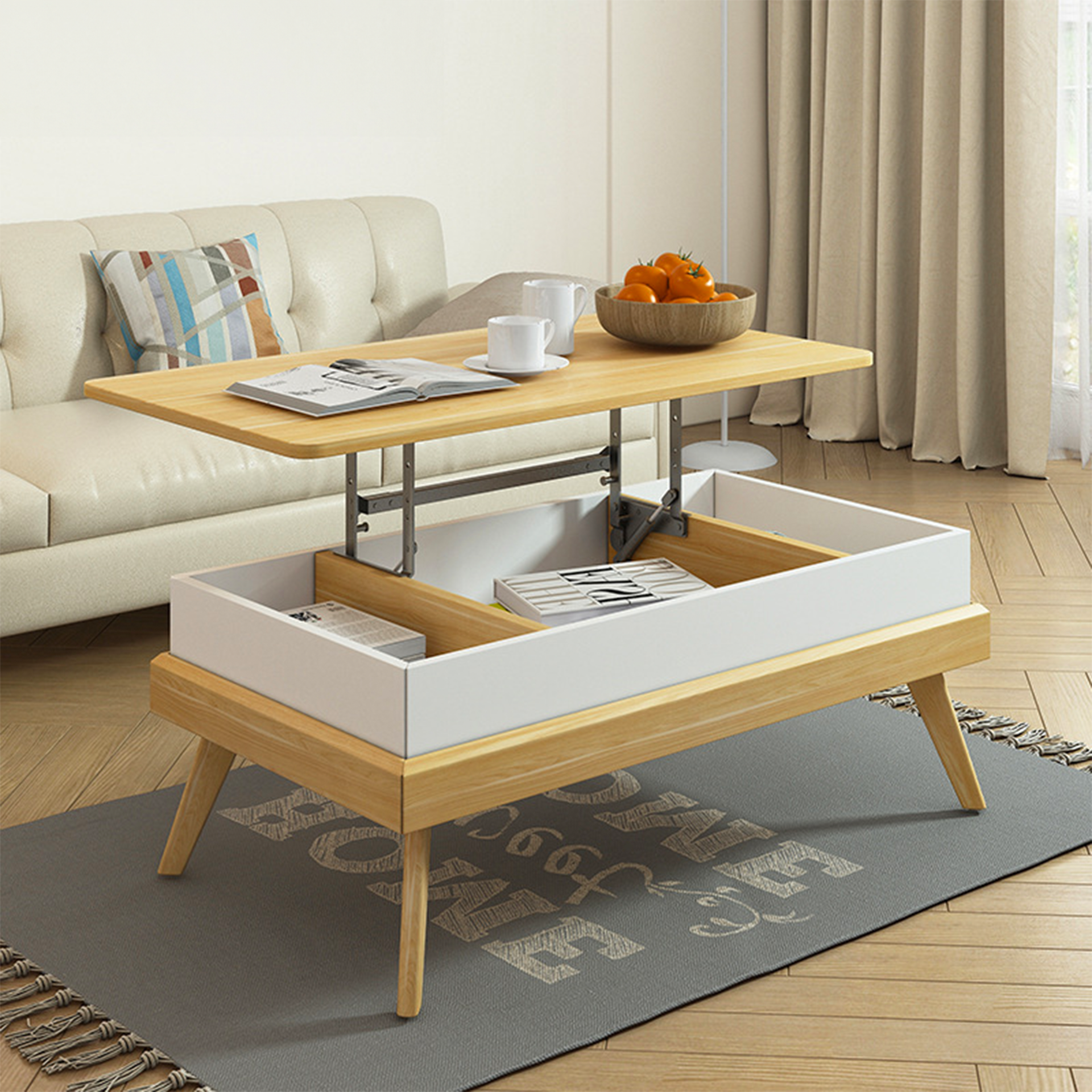 Apulia Lift Up Coffee Table, Red Oak