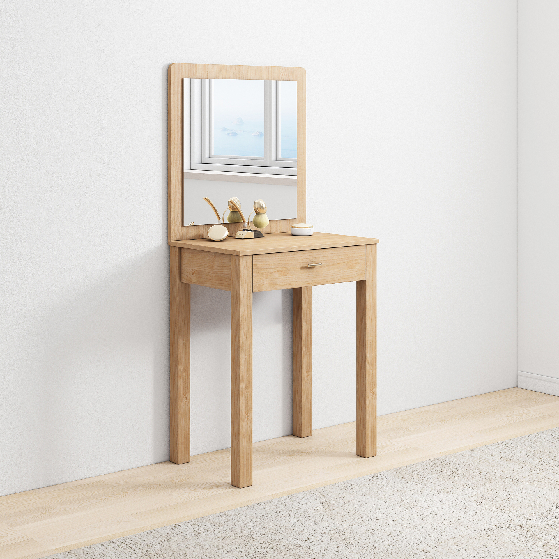 Trani Dresser with STOOL, Oak
