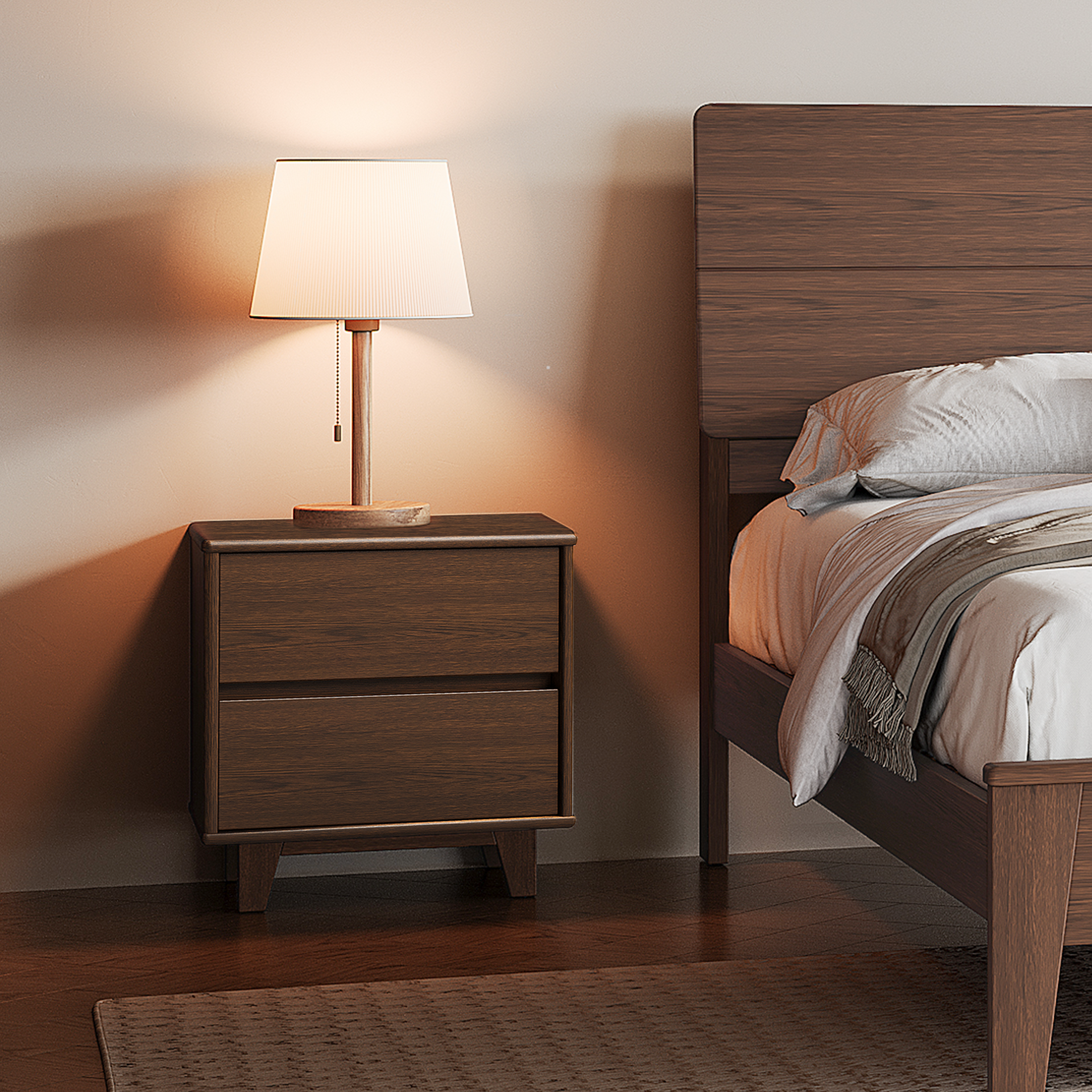 Arezzo Bedside Table, Claro Walnut