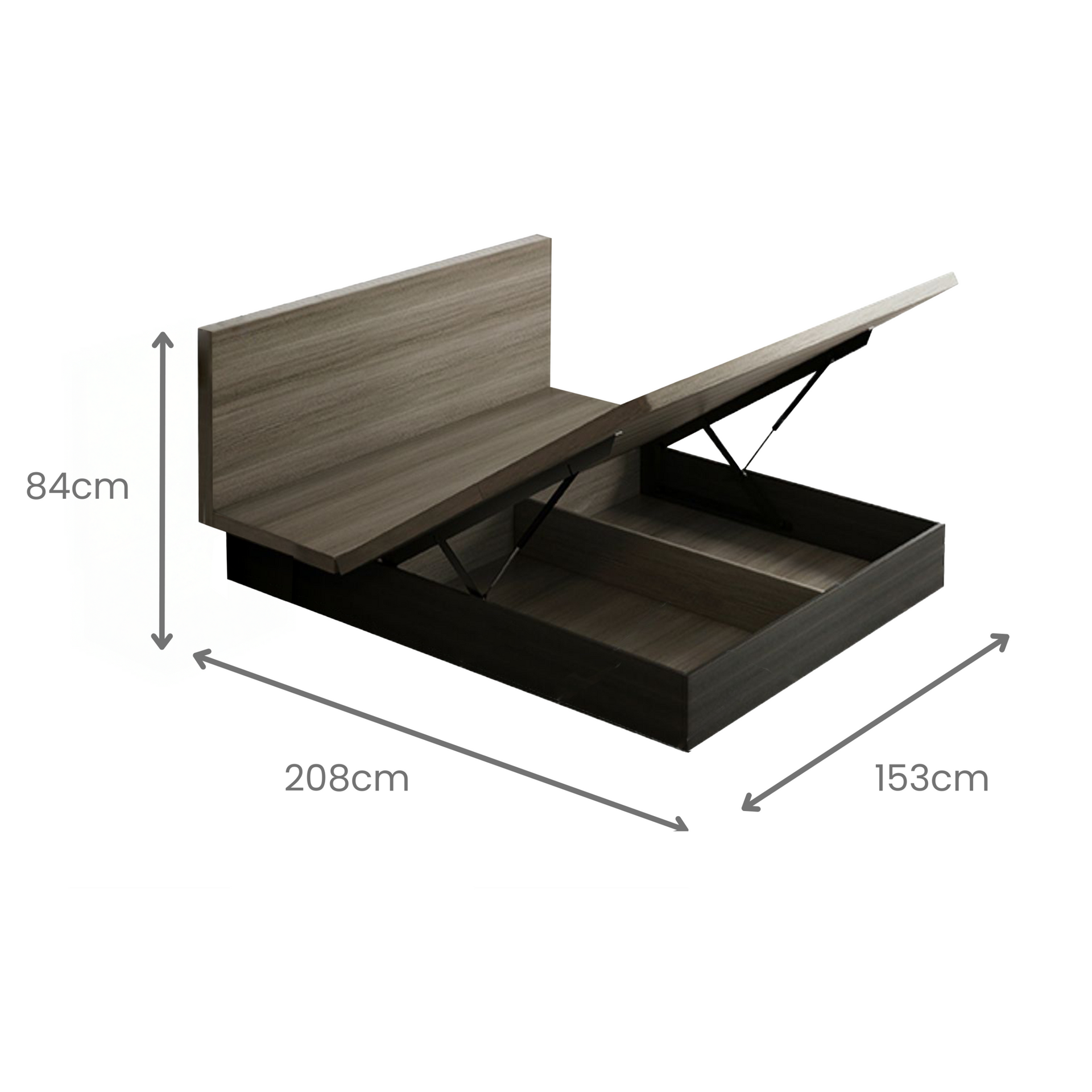 Ovada 3pc Queen Bedroom Set – Slate Grey Storage Bed with Bedside Tables