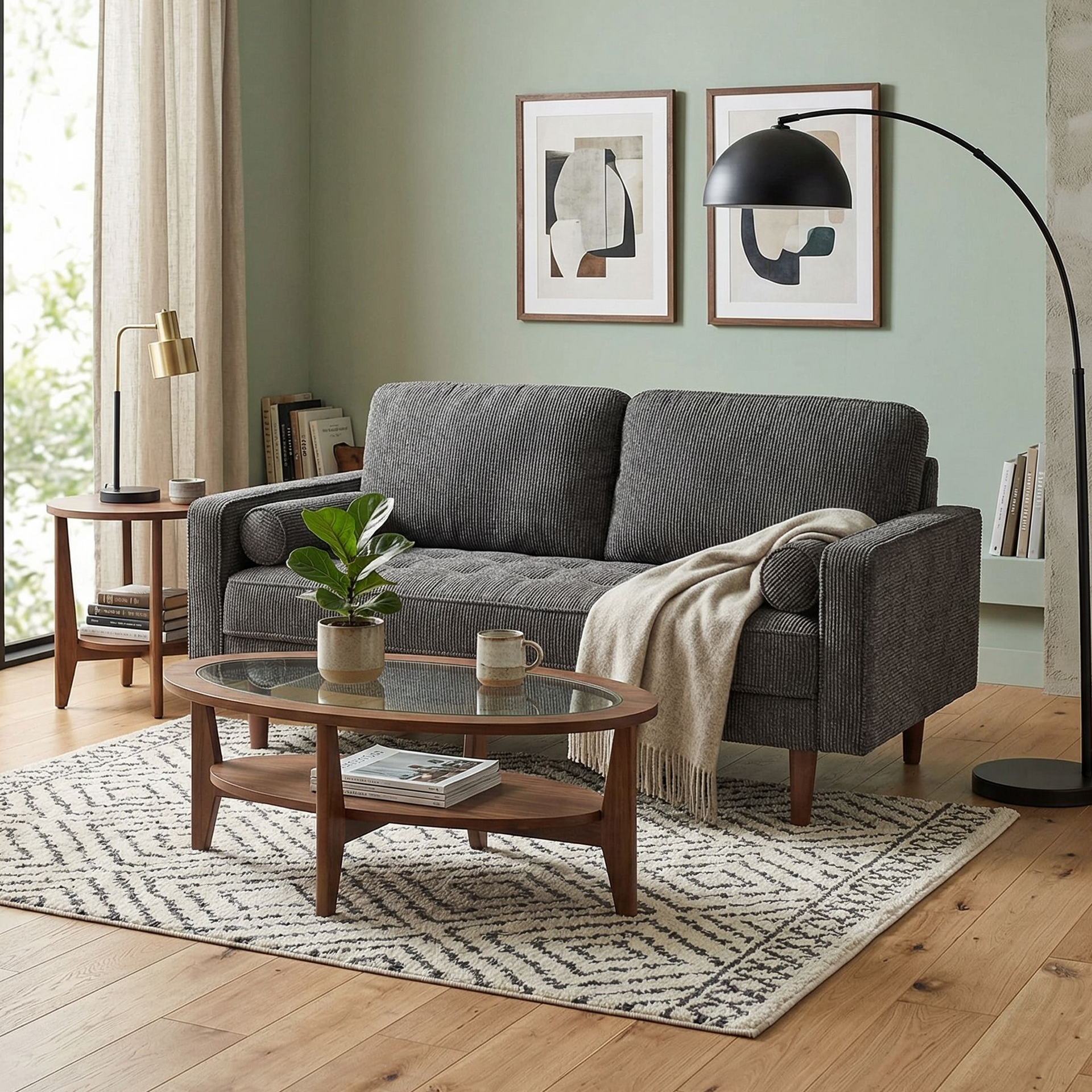 Uta Two Seater Sofa, Carbon Black