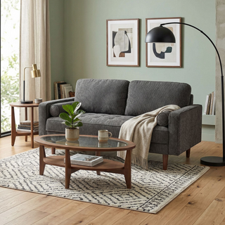 Uta Two Seater Sofa, Carbon Black
