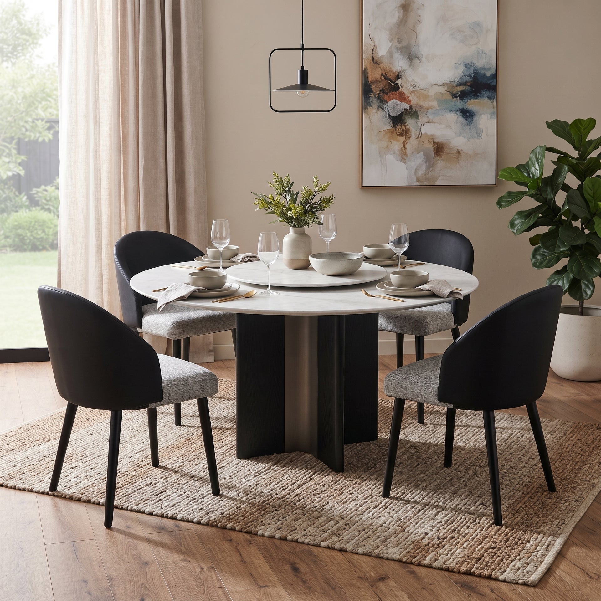 Verona Round Dining Table, White, 1.35M